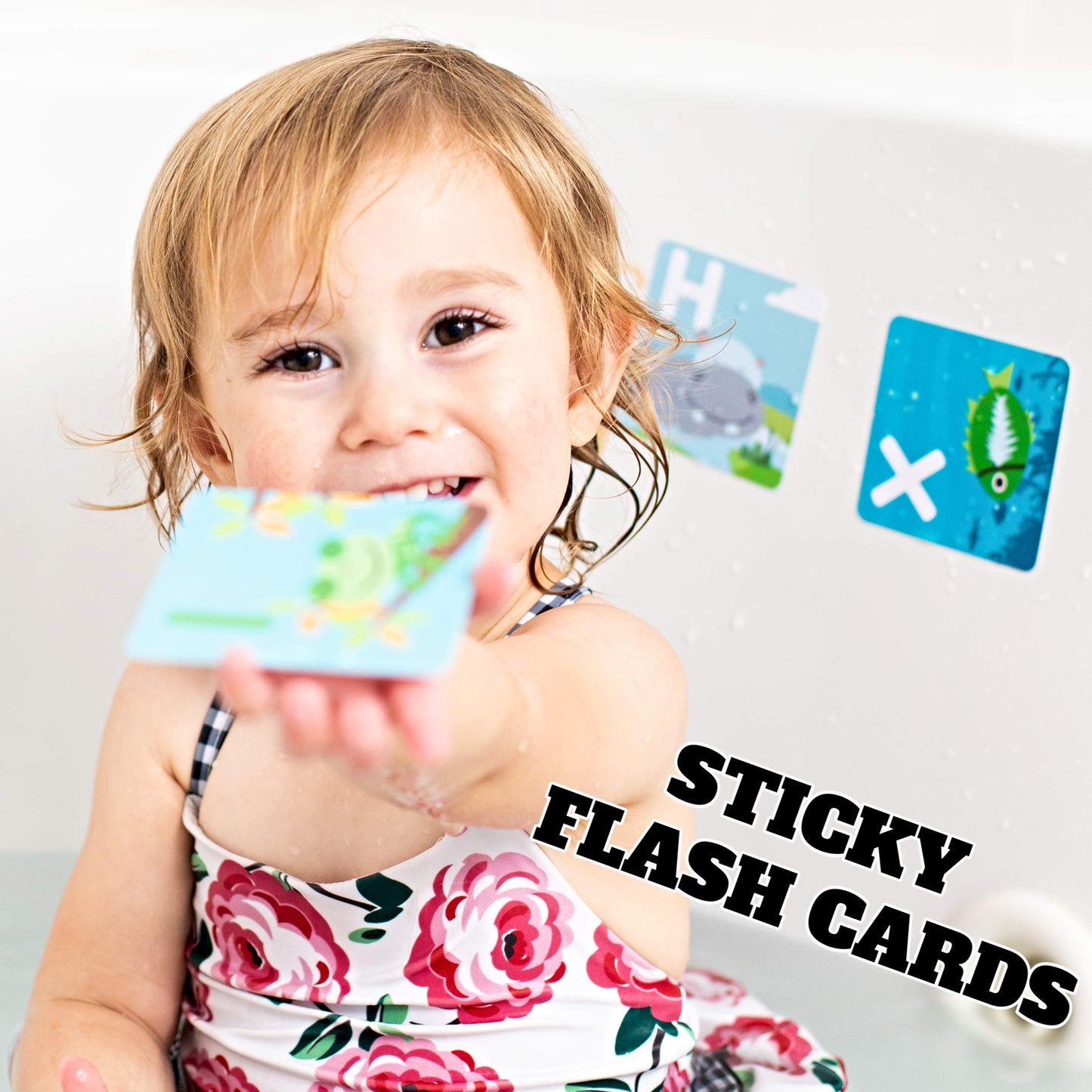 SplashEZ Bath Toys Flash Cards for Toddlers, 26 Alphabet Letters & Animal Words, Baby Bath Books, Waterproof - ABC for Preschool & Kindergarten, ABCs Toddler Toys - Letter Picture Recognition