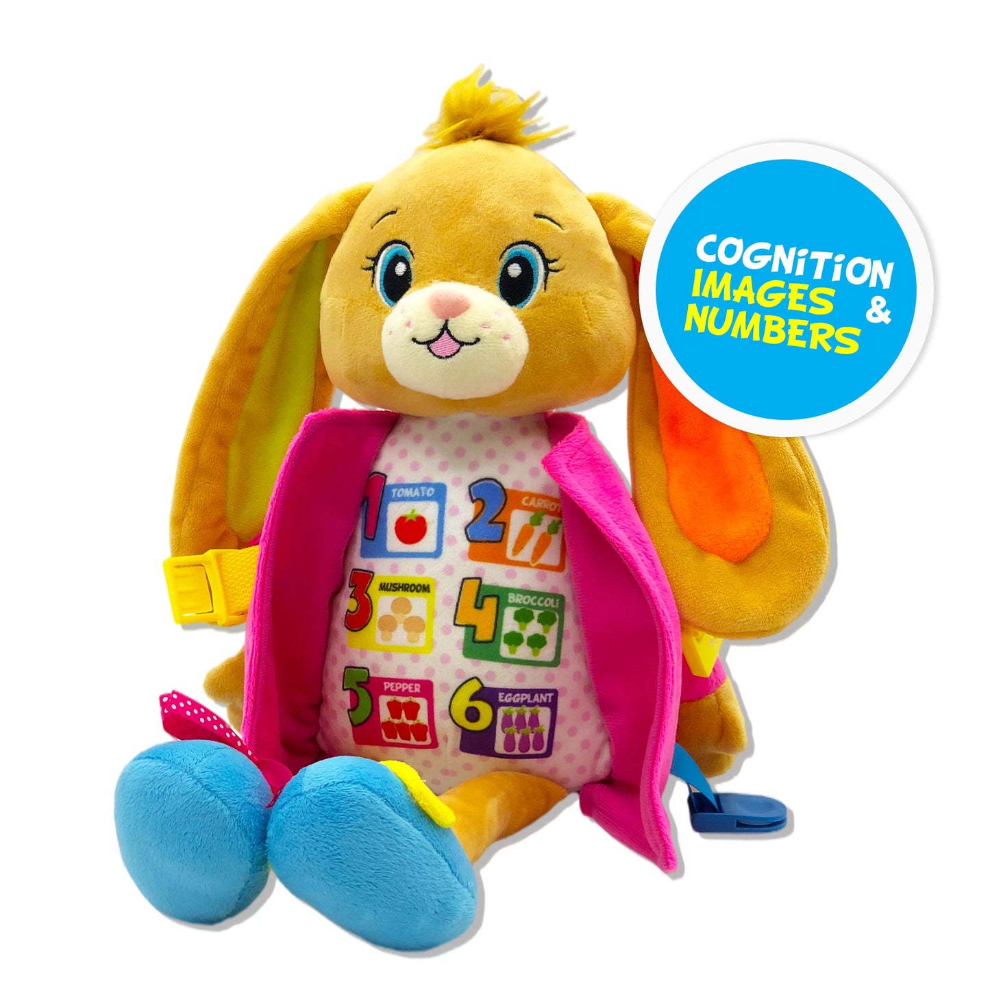 June Garden 16" Dressy Friends Bunnie - Educational Stuffed Plush Doll for Kids and Toddlers 2 Years and Up - Montessori Soft Toy Doll