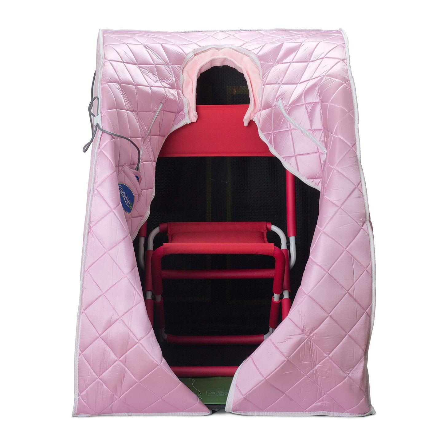 Durasage Personal Ultra Low EMF Portable Infrared Sauna Spa for Home – Detox, Relaxation, 30-Min Timer, Handheld Remote, Heated Footpad, and Chair (Light Pink)