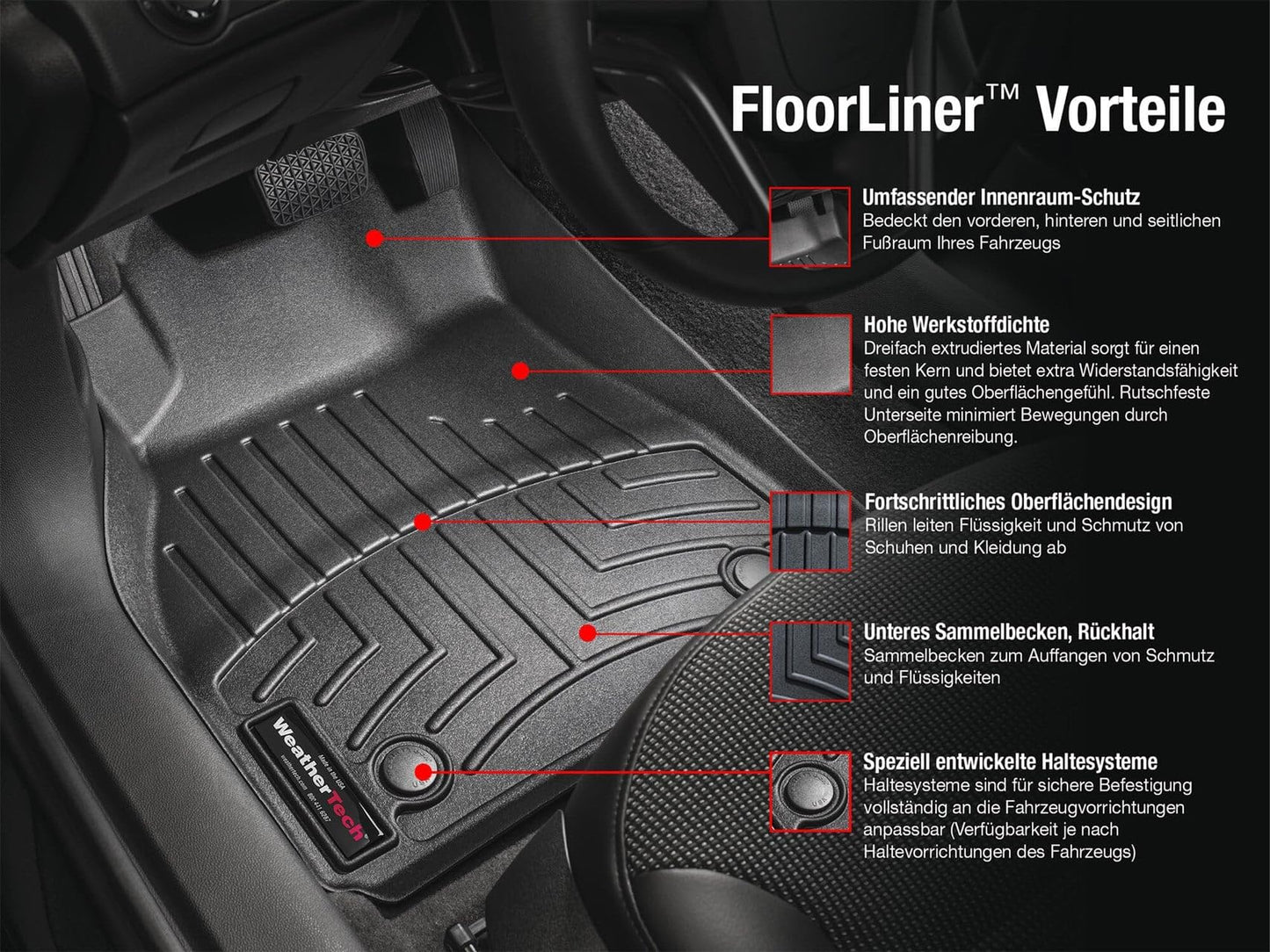 WeatherTech Custom Fit FloorLiners for Honda CR-V, CR-V Hybrid, 1st & 2nd Row (441110-1-2), Black