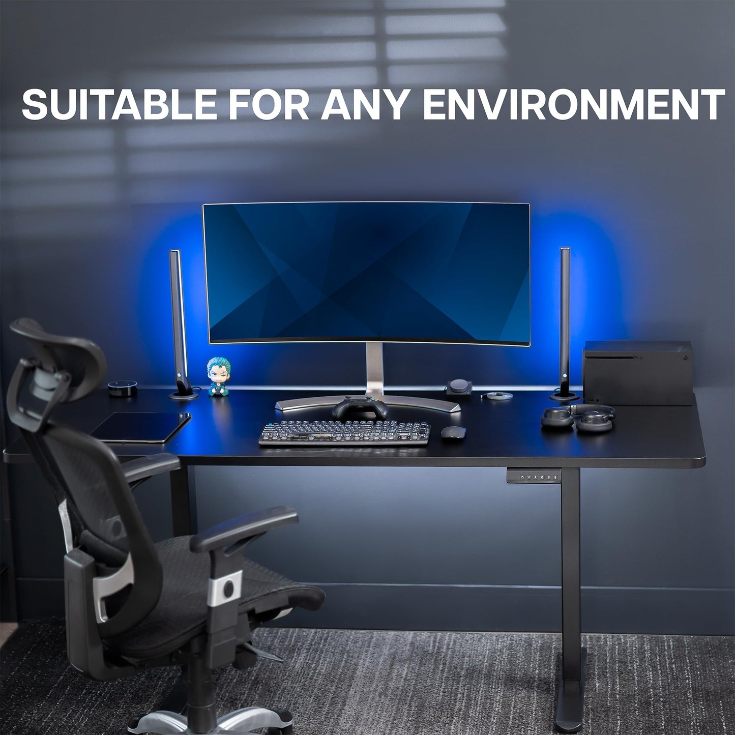 VIVO Electric 71 x 30 inch Standing Desk, Dual Motor Memory Controller Height Adjustment, E2B Series, Solid One-Piece Black Top Black Frame, DESK-KIT-E2B71B