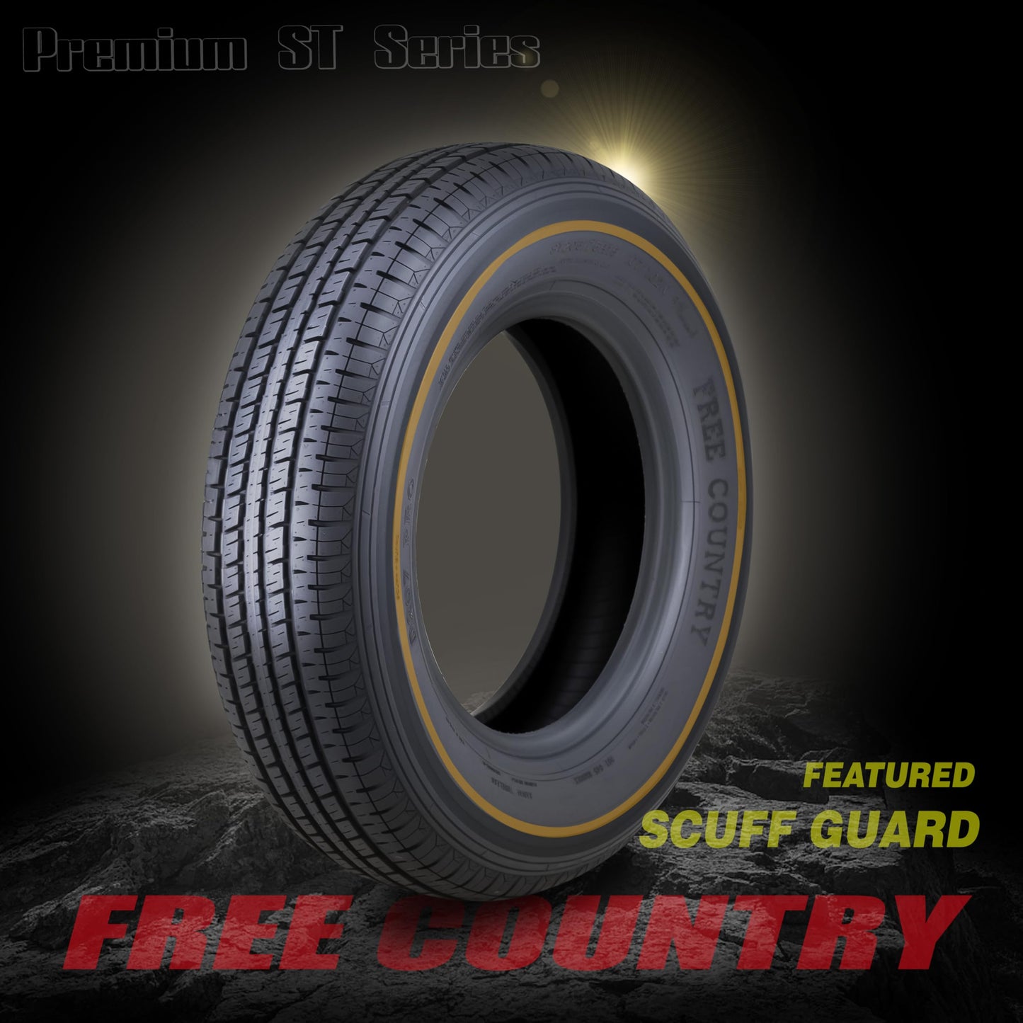 Grand Ride 3 Premium FREE COUNTRY Trailer Tires ST 205/75R14 / 8PR Load Range D Steel Belted w/Scuff Guard