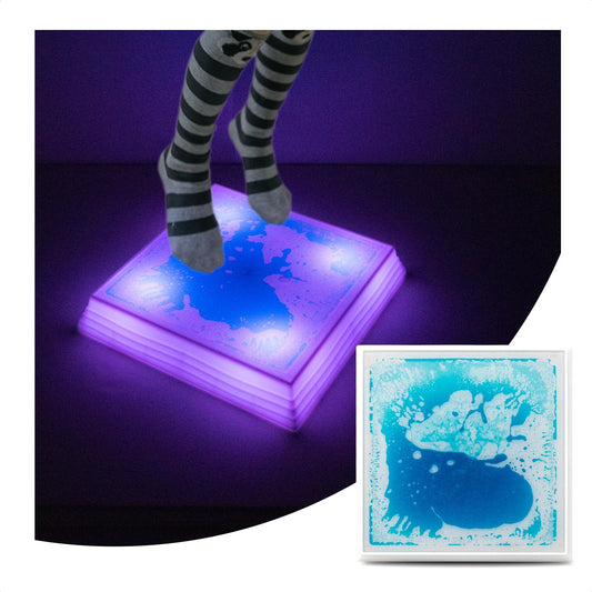 Art3d 12×12 Inch Sensory Interactive Blue Liquid Motion Tiles for Toddlers Kids & Adult - Touch Sensitive 7 Color Changing Flooring Tile for Home Décor, Indoor & Outdoor Activities, 1-Pack