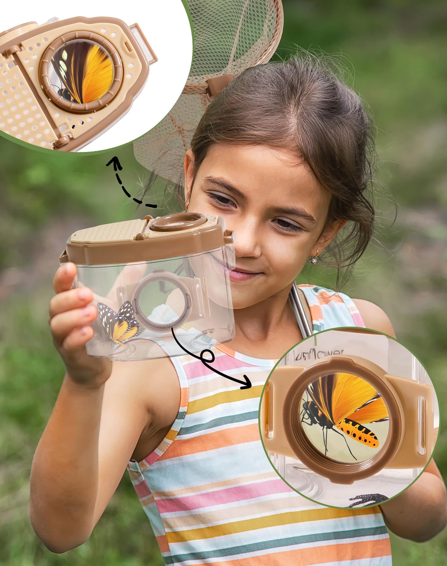 ROBUD Upgraded Kids Explorer Kit, Bug Catcher Kit with Wild Adventure Binoculars, Green Outdoor Exploration Set for Camping, Montessroi Toy for Kids Coming Closer to Nature，WRP30