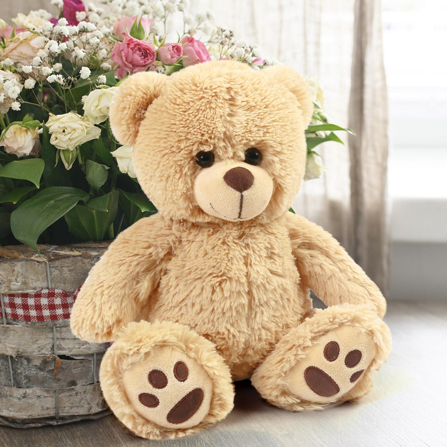 LotFancy Teddy Bear Stuffed Animal, 12 inch Cute Classic Teddy Bear Plush Toy, Soft Plush Gifts for Kids Baby Toddlers on Baby Shower Easter Decorations, Light Brown