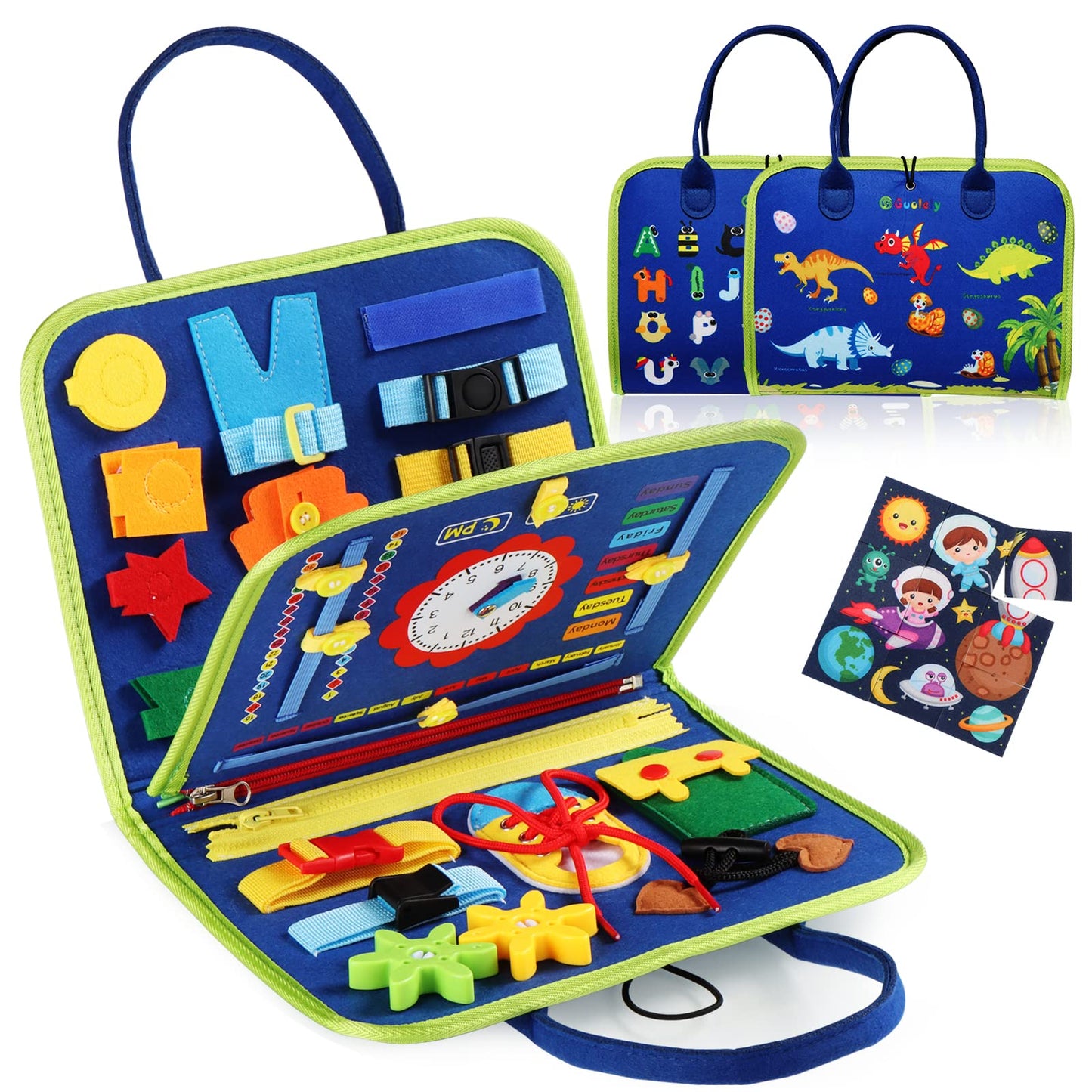 Guolely Busy Board Montessori Toy for 3-6 Year Old Toddlers - Educational Activity Developing Sensory Board for Fine Basic Dress Motor Skills - Travel Toys for Plane Car, Gift for Boys Girls