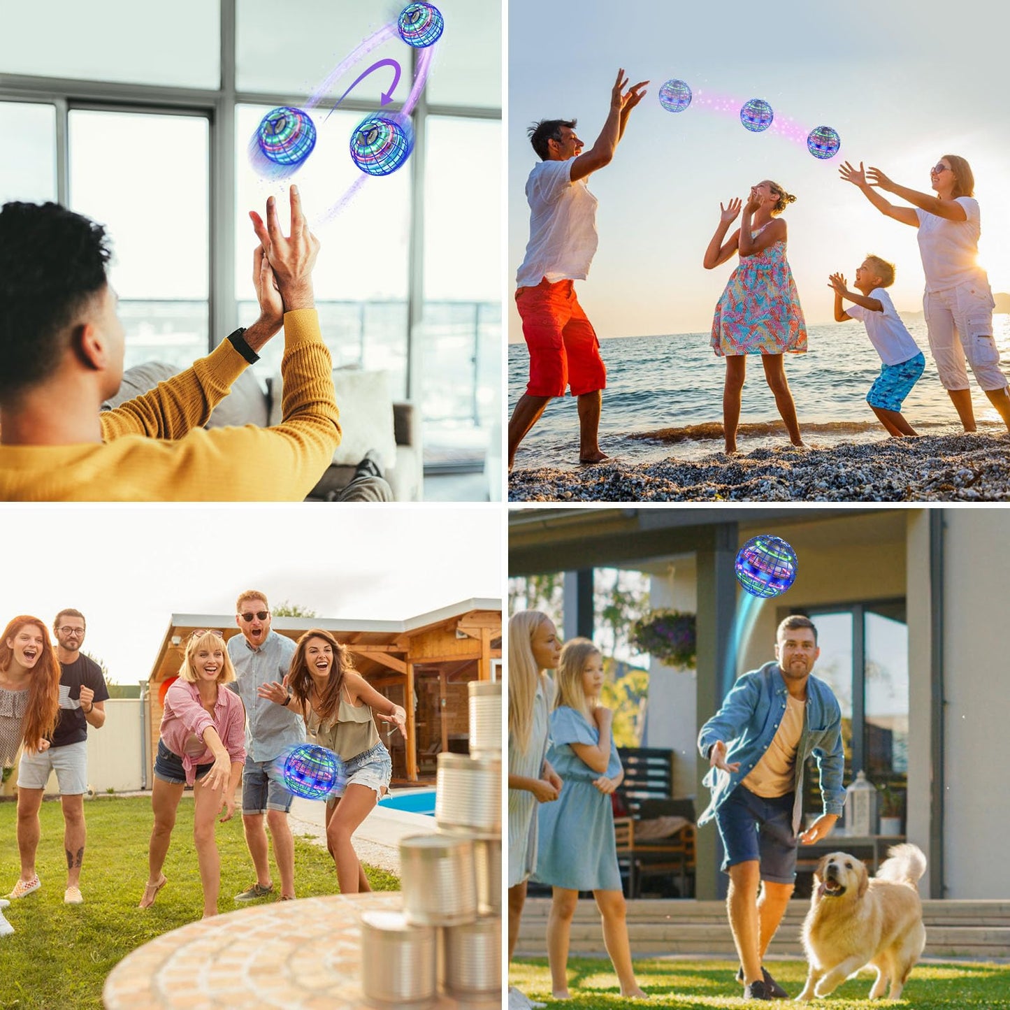 XINHOME 3 Pcs Flying Orb Ball Toys(Blue+Red+Pink) Soaring Hover Boomerang Spinner Hand Controlled Mini Drone for Kids Adults Outdoor Indoor