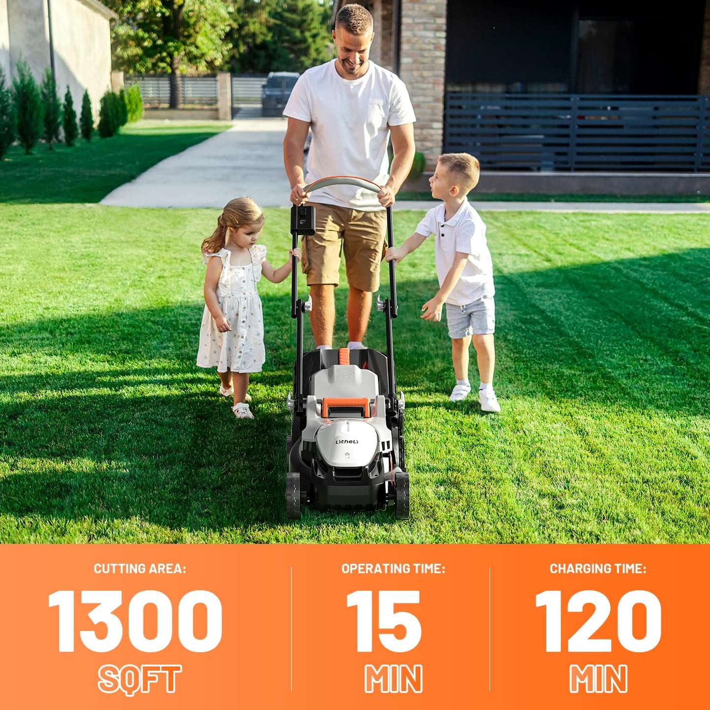 Litheli Cordless Lawn Mower 13 Inch, U20 Handy+ 20V Electric Lawn Mowers for Garden, Yard and Farm, 5 Heights Adjustment, Light Weight,4.0Ah Portable Battery Included