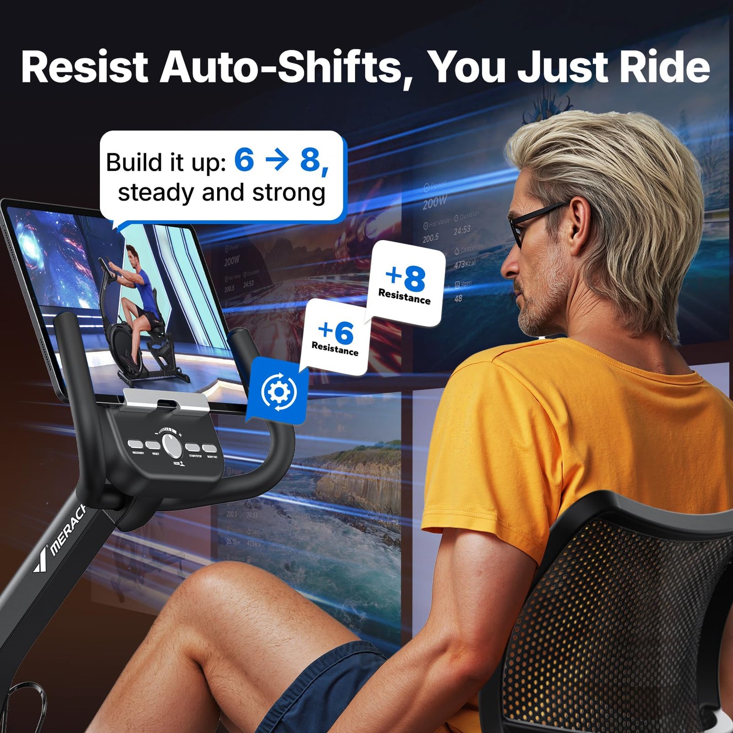 MERACH Recumbent Exercise Bikes for home, Light Commercial Recumbent Exercise Bike for Seniors Adults, Magnetic Recumbent Stationary Bike with Exclusive Apps, LCD, Heart Rate Handle