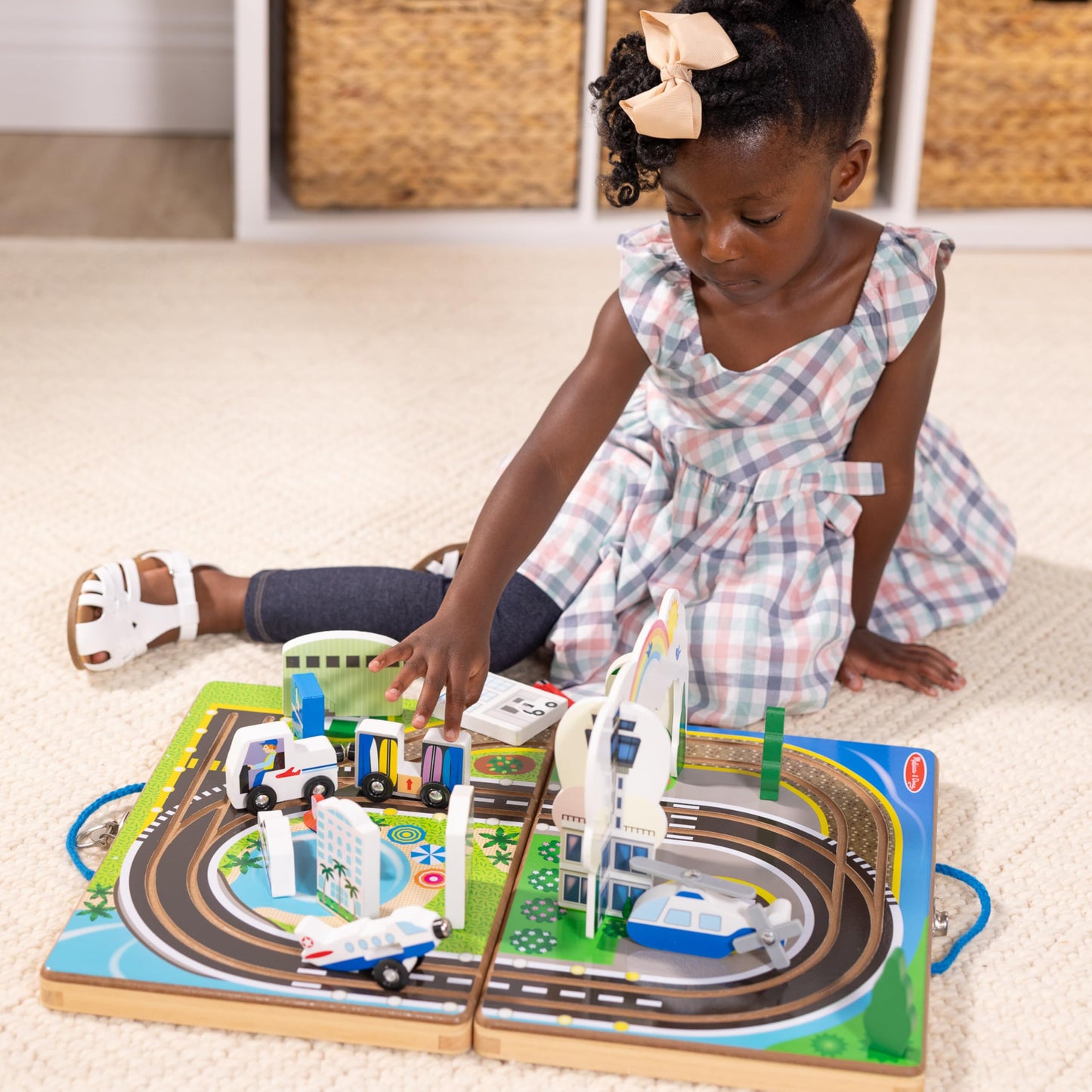 Melissa & Doug Take-Along Airport Play Set, Vehicles, Built-in Tracks for Boys and Girls Ages 3+ - FSC-Certified