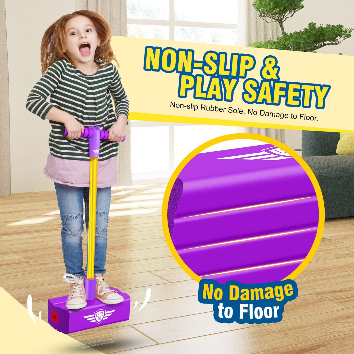 CUUGO LET'S GO! CG Foam Pogo Jumper for Kids, Toys for 3-12 Years Old Boys Girls Pogo Stick Outdoor Toys Gifts for 3-12 Year Old Boy Girl Fun Toys Christmas Birthday Gifts Stocking Stuffers（Purple）