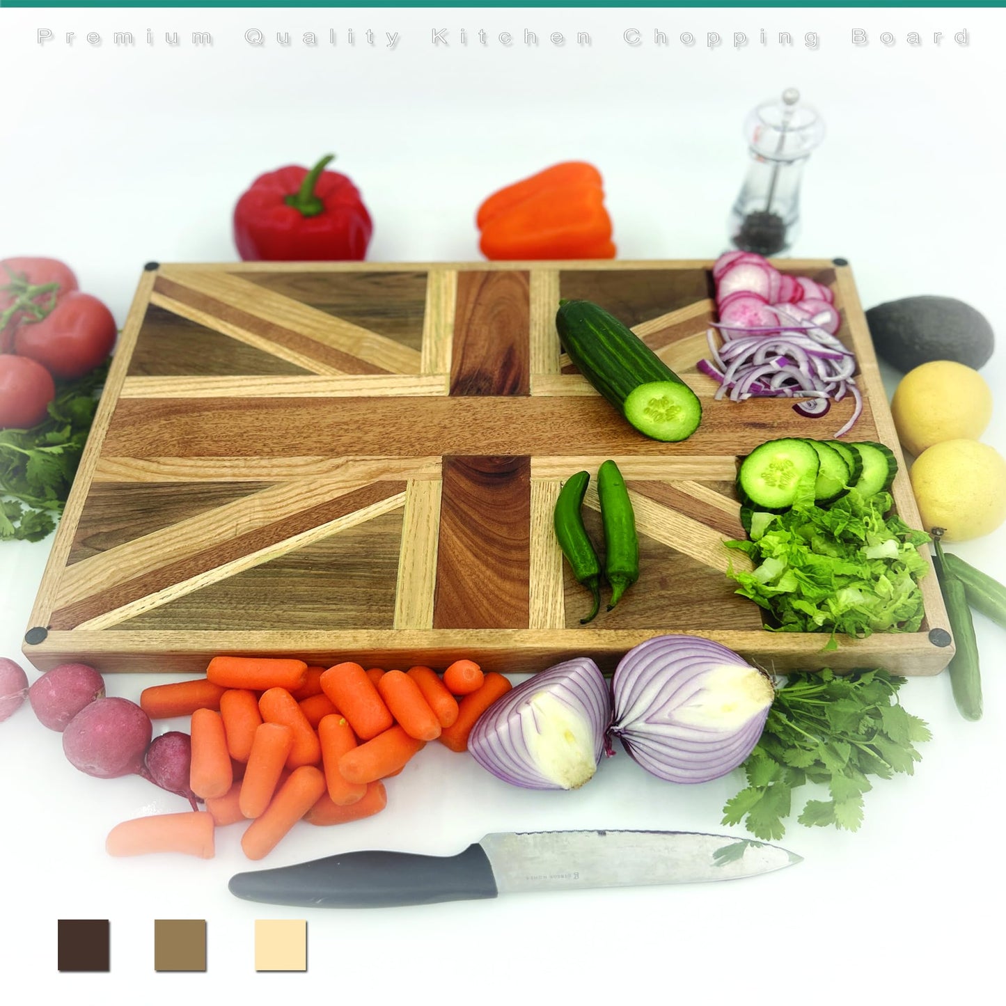 Cutting Board, 21x 13 x 1.5 inches, Solid Wood Cutting Board With Non-Slip Feet, Multipurpose Juice Groove Board with Back Plate Kitchen decor Organic Wood Edge Grain