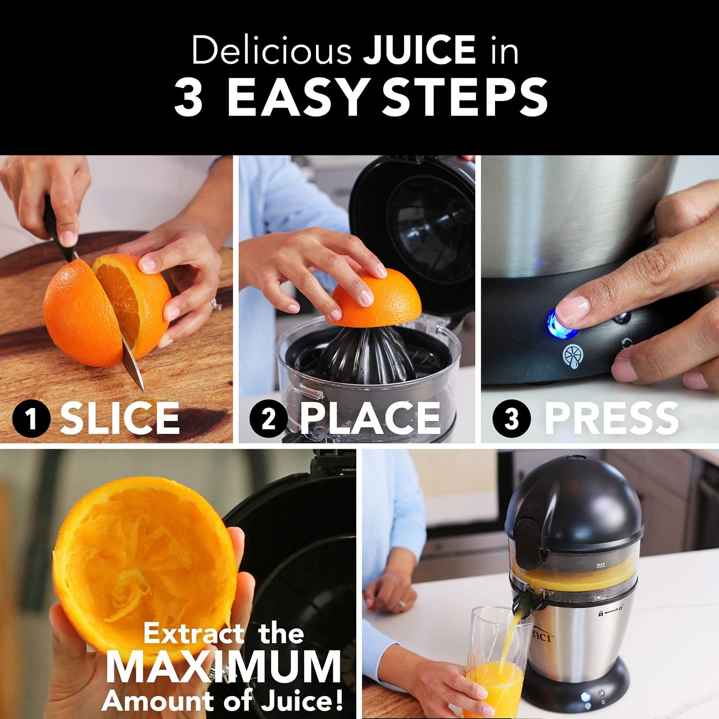 Vinci Breakfast Beverage Bundle: Hands-Free Electric Citrus Juicer & Micro Cafe K-Cup Brewer – Automatic Orange Squeezer Machine Plus Compact Single Serve Coffee Maker perfect for Coffee & Juice
