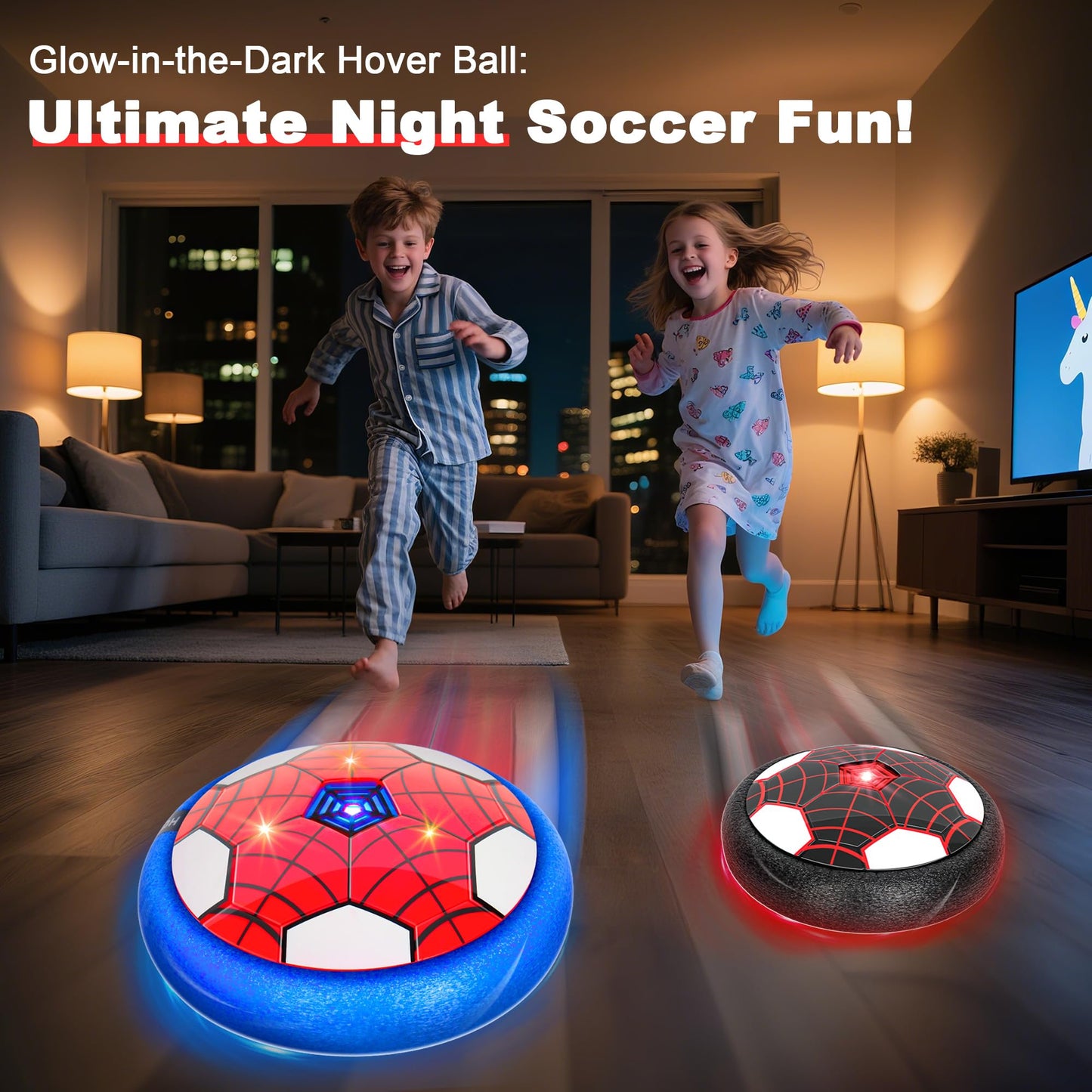 HitToys Airplane Launcher Toy for Kids&Hover Soccer Ball Toy for Kids, 3 Pack Spider Foam Gliders Air Planes,2 Pack Indoor Soccer Ball with Led Light for Old Boys Girls Sport Games Birthday