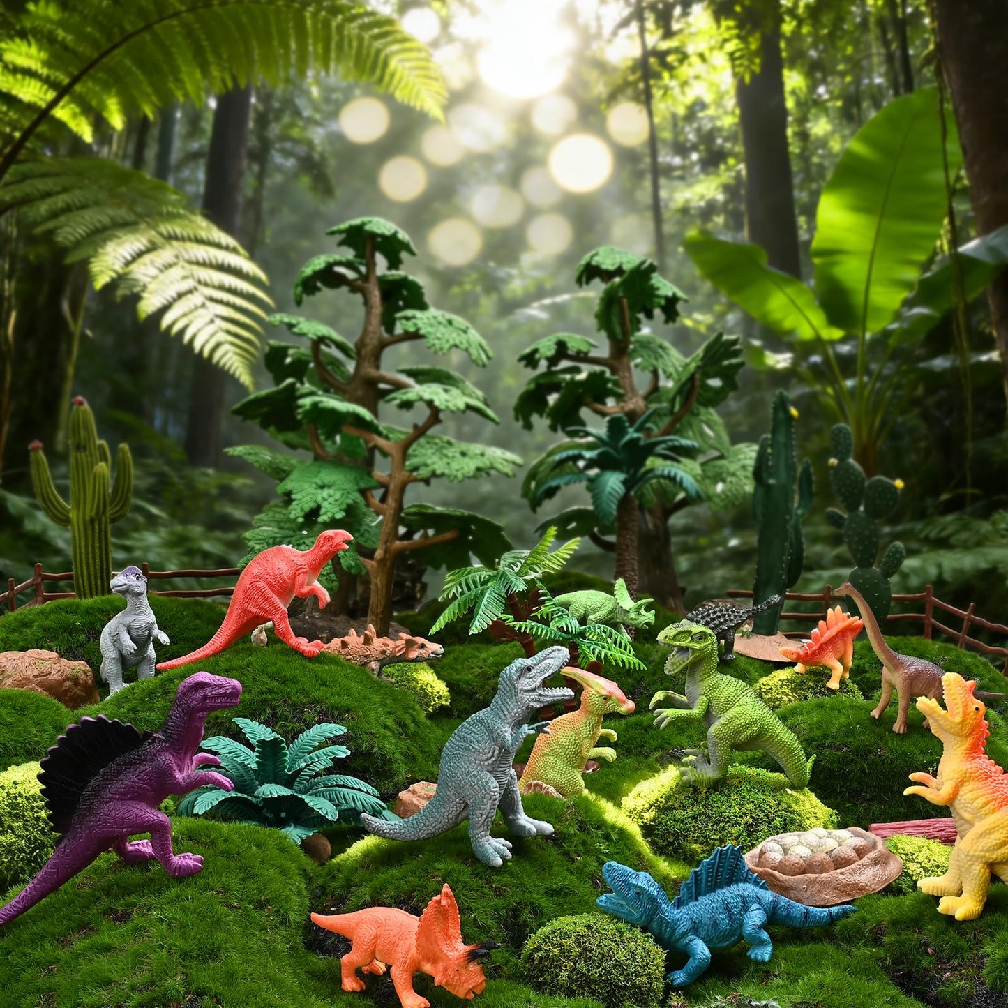BURIESUR 34PCS Dinosaur Toys for Kids 3-5 with Storage Box,Realistic Dinosaur Figures for Kids 3-7 Years Old,Birthday Gift for Boys Girls