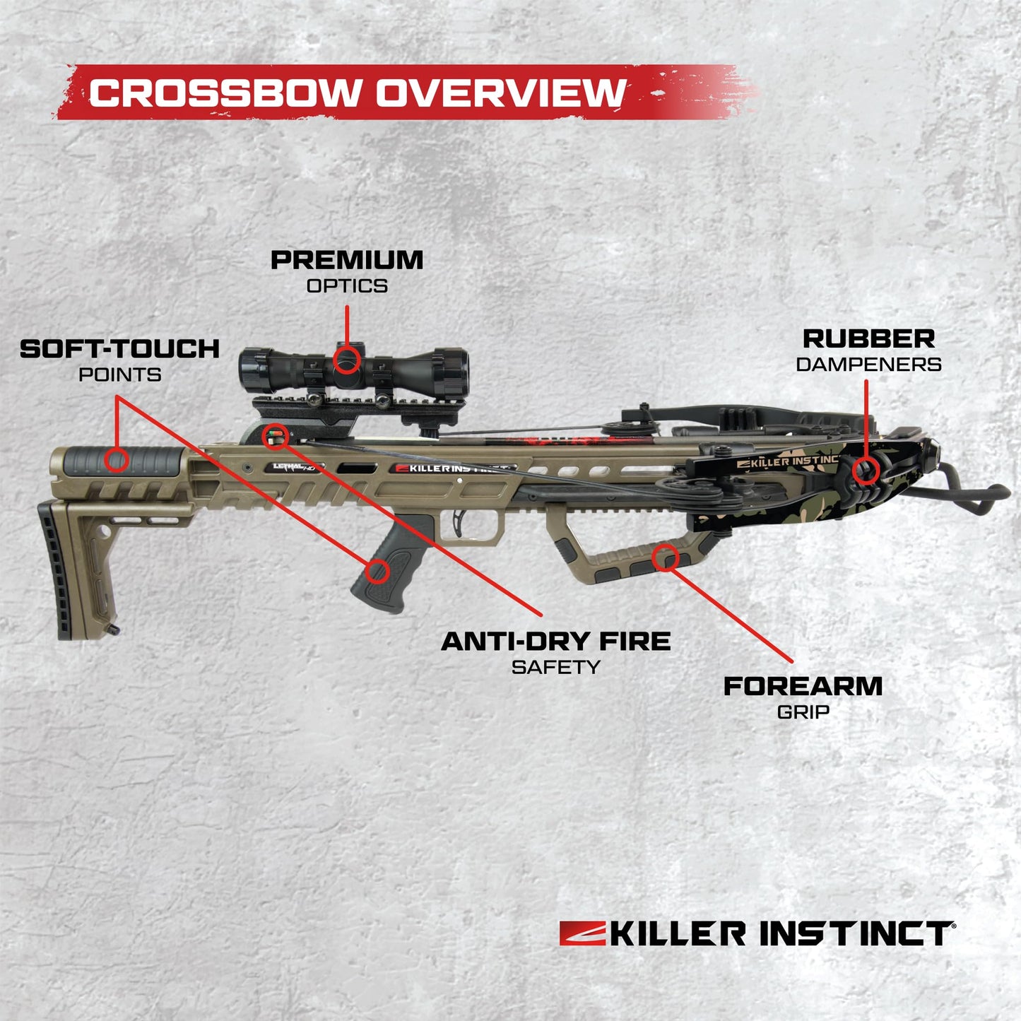 Killer Instinct Lethal 405HD Crossbow Kit with Redesigned Stock and Anti-Dry Fire Safety Feature