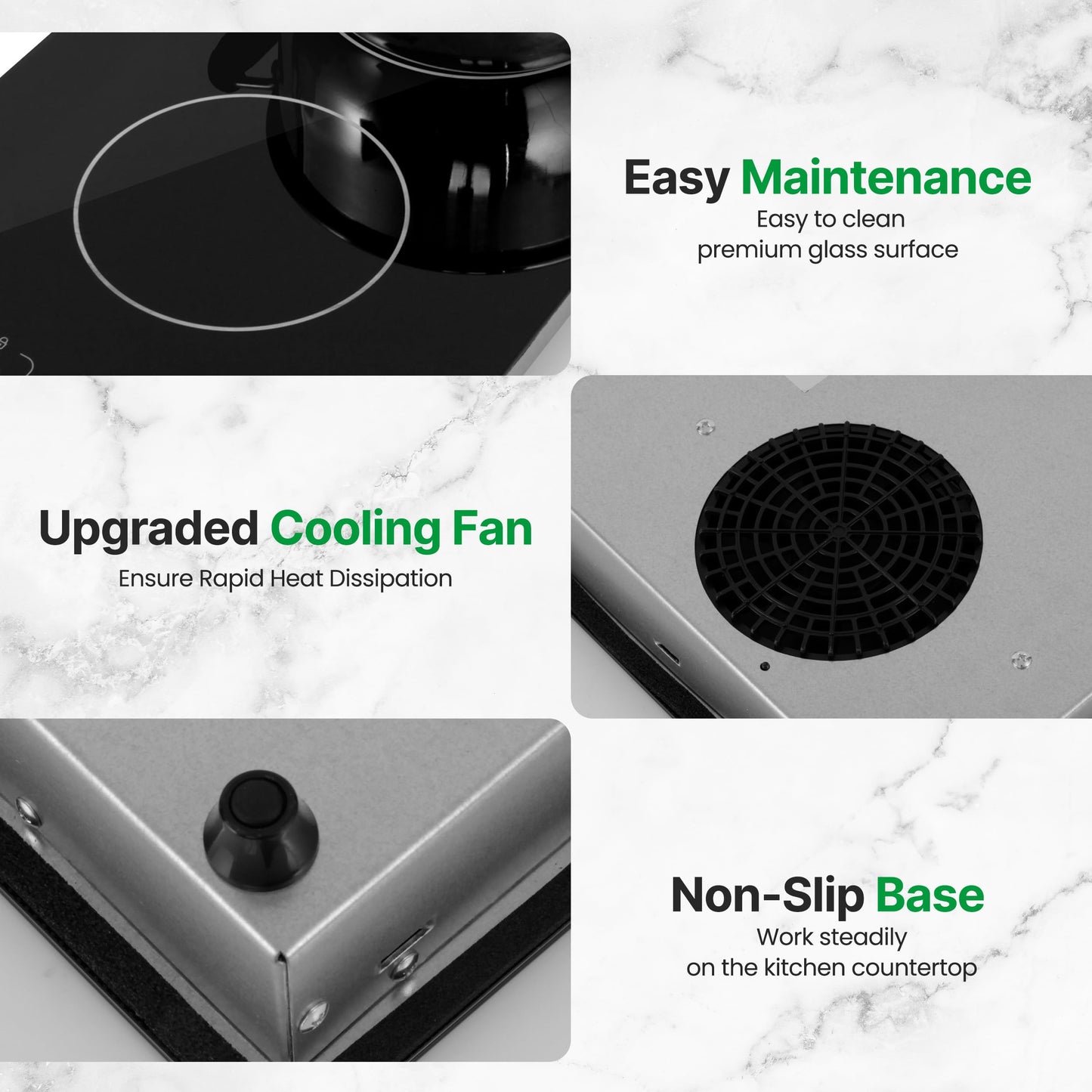 NutriChef Induction Cooktop 2 Burner, Electric Stove - Adjustable Temperature, Digital Touch Sensors, Stain-Resistant/Easy-to-Clean, Induction Hot Plate, 20 x 11 Inch - 1800 Watt