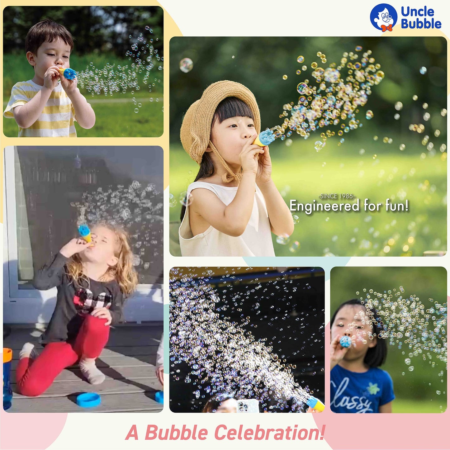 Uncle Bubble Blower for Kids and Toddlers, Mini Bubble Blower Makes Thousands of Bubbles Ease, Plastic Reduction Version