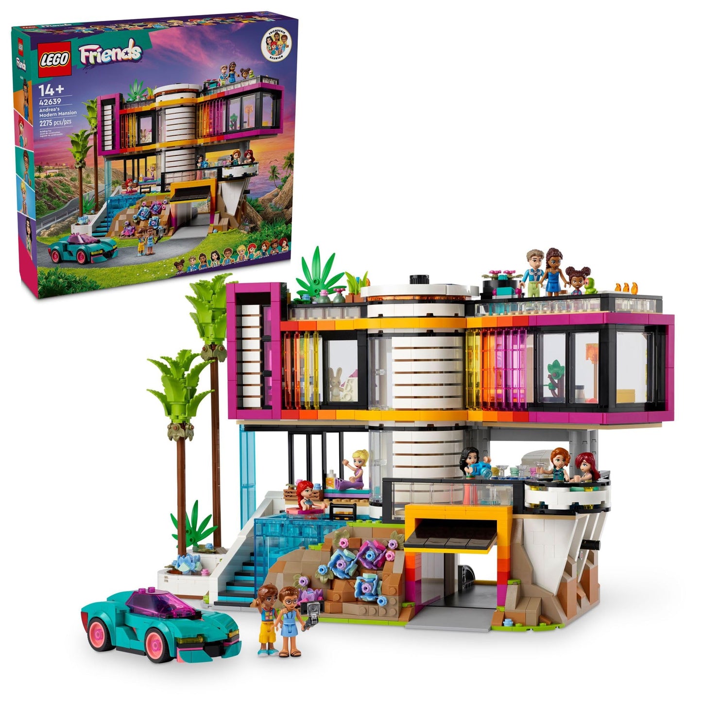 LEGO Friends Andrea's Modern Mansion Doll House - Gift for Christmas - 4 Story Toy House Building Toy Set for Kids, Girls and Boys, Ages 14+ - Includes 11 Characters - 42639