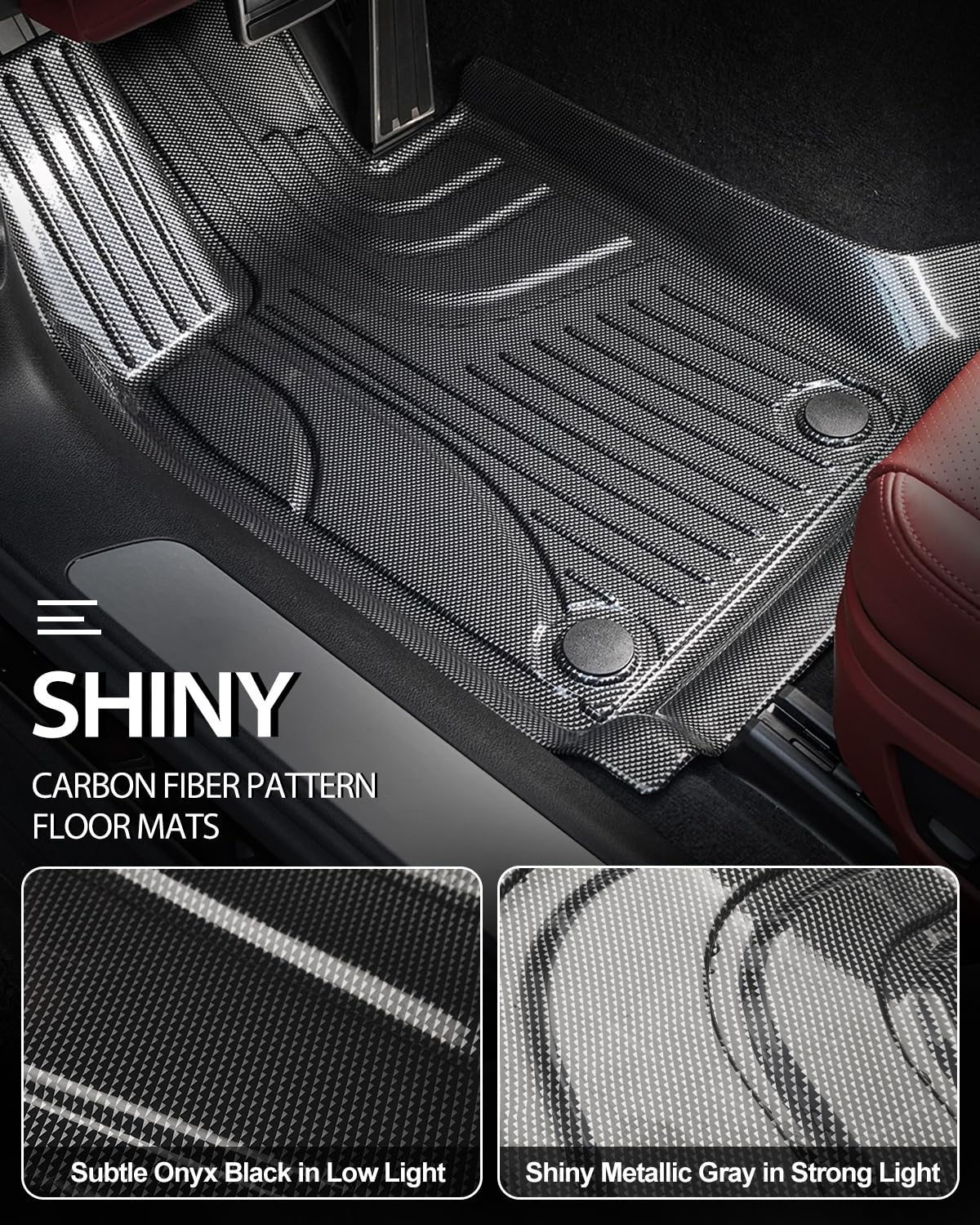 Floor Mats Fit for 2016-2022 BMW 7 Series (G12): 740i, 750i, M760i, 740e, 745e, Alpina B7 (Without Rear Executive Seats), Carbon Fiber Pattern 2 Row Custom Fit 3D Car Mats Luxury All Weather Guard
