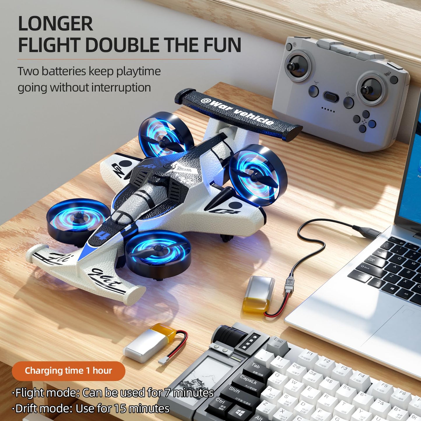 Xelabrion Remote Control Airplane Car Toys for Kids Ages 4-6-8-10-12, 2-in-1 Foam RC Plane Car Jet Mini Drone, Racing Car Stunt Plane Toys for Kids Boys Beginners 4 5 6 7 8 9 Year Indoor Outdoor Play