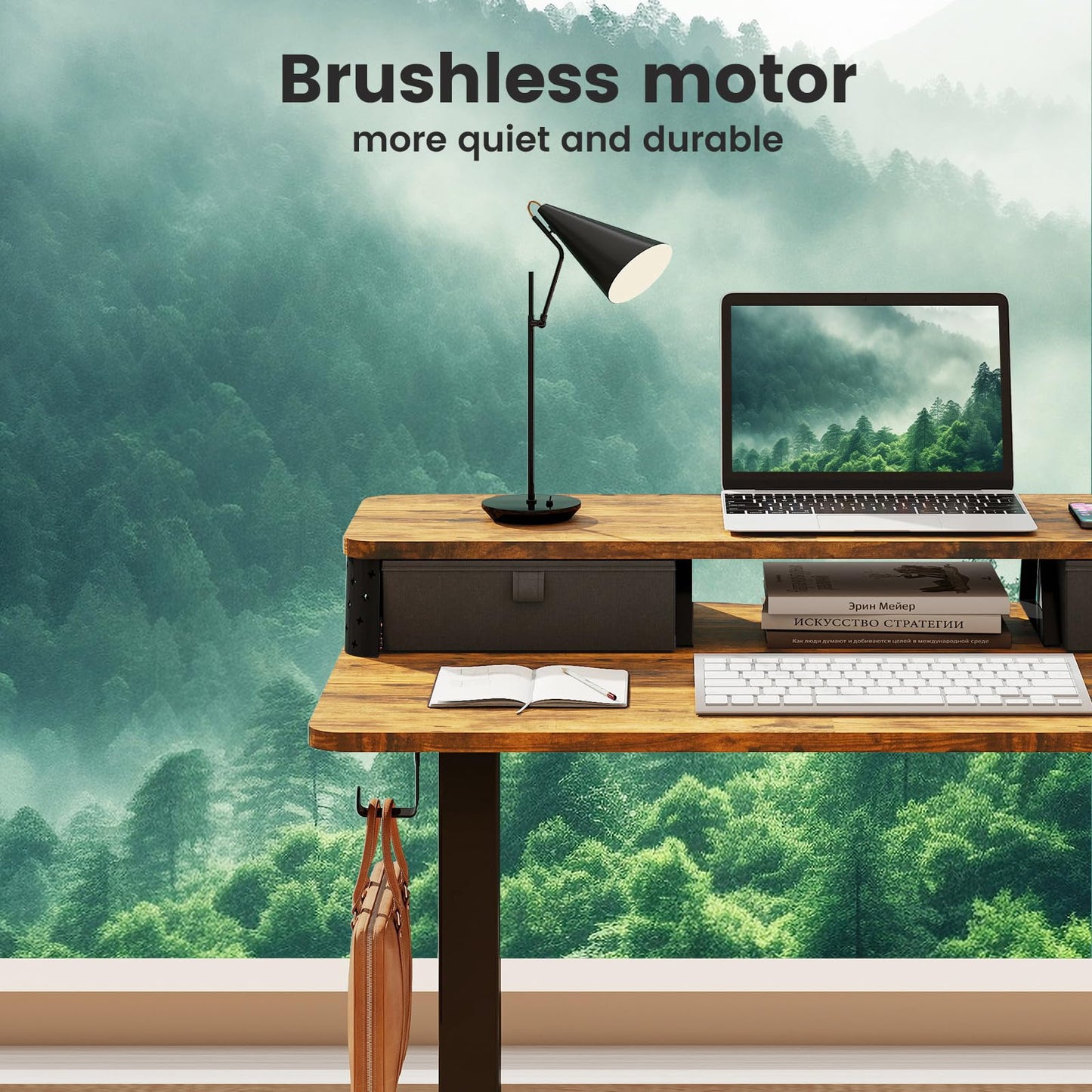YOLEZO Small Standing Desk with Two Drawers, 40" x 24" Electric Sit Stand Desk for Walking Pad, Ergonomic Stand Up Desk for Home Office & Gaming, 3 Memory Height Preset & Hooks(Rustic Brown)
