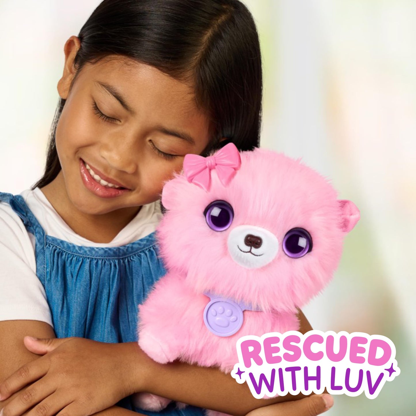 SCRUFFALUVS Pink Surprise Pet, Mystery Plush Toys, Stuffed Animals, Wash to Reveal 1 of 3 Rescue Surprise Toy Pets: Puppy, Bunny, or Kitty - Includes 8.7" Deluxe Carrier - Styles May Vary