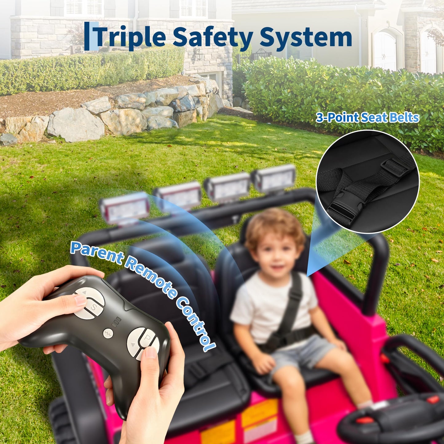 24V 2 Seater Kids Electric Truck with Parent Remote Control, 4WD Ride on Car for Toddlers & Kids 4-8, 100Min Battery, Dual Motor, All Terrain Electric Vehicle Gift for Boys Girls