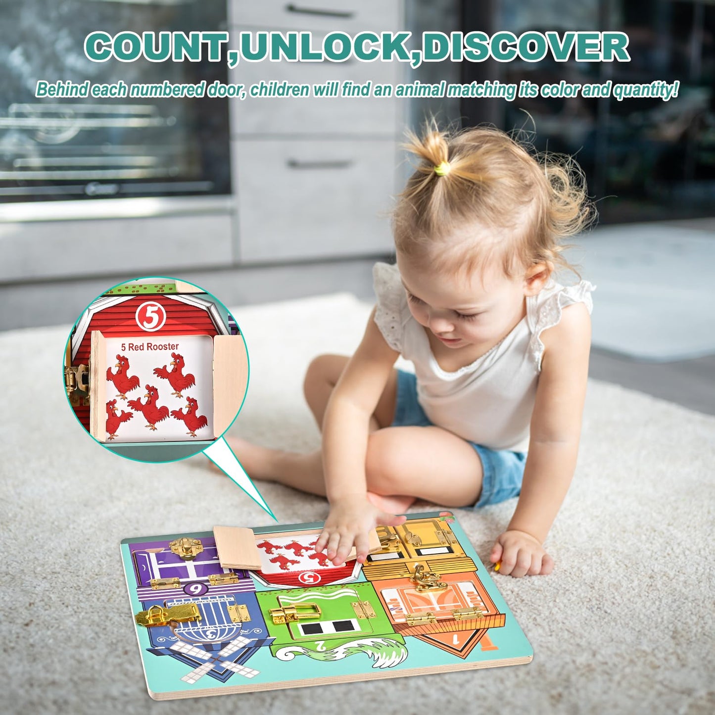 WoodTrove Wooden Activity Board, Wooden Latches Busy Board, Montessori Busy Board, Fine Motor Skills, Educational Preschool Learning Toy for Toddlers 3+