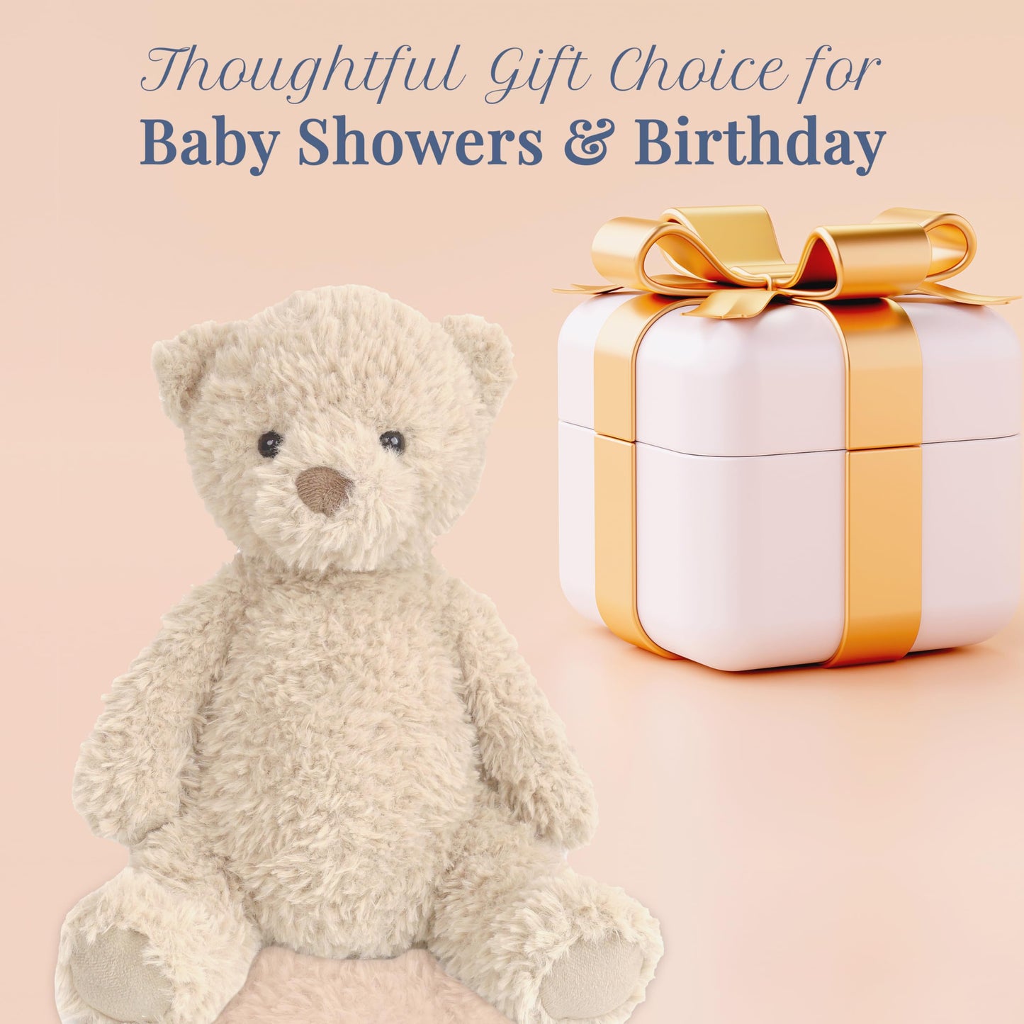 MON AMI Marshmallow Bear 12-Inch Stuffed Animal for Boys & Girls | Soft Teddy Bear Plush Toy | Cozy Snuggle Companion | Nursery Décor | Gift for All Ages