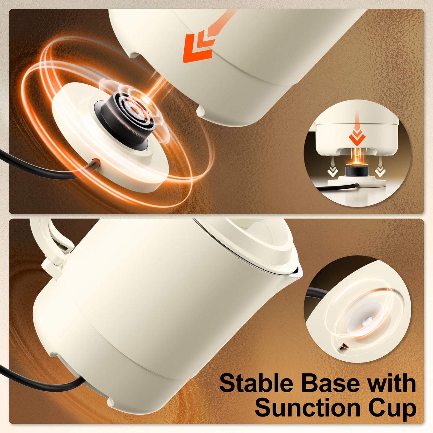 Stariver Portable Travel Kettle, 600ML Small Electric Kettle with Foldable Handle, Food Grade Stainless Steel Collapsible Water Boiler with Dual Modes, Compact for RV, Business Trip, Camping, Beige