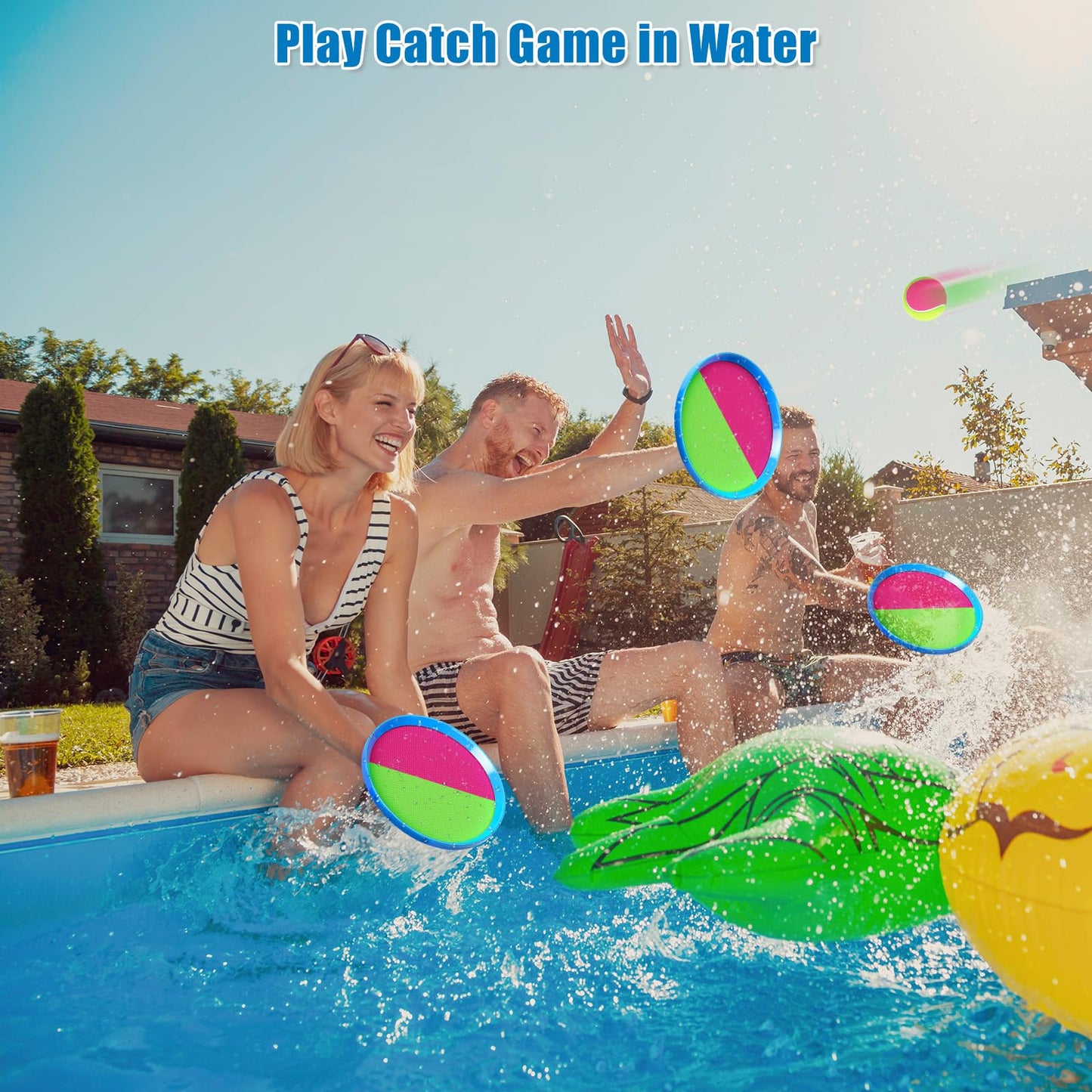 Aywewii Toss and Catch Ball Set Game Kids Outdoor Toys for Beach Pool Yard, Birthday Gift for Boy Girl Ages 3 4 5 6 7 8-12 Year Old, Outside Family Party Camping Games, 6 Paddles 3 Balls & Carry Bag