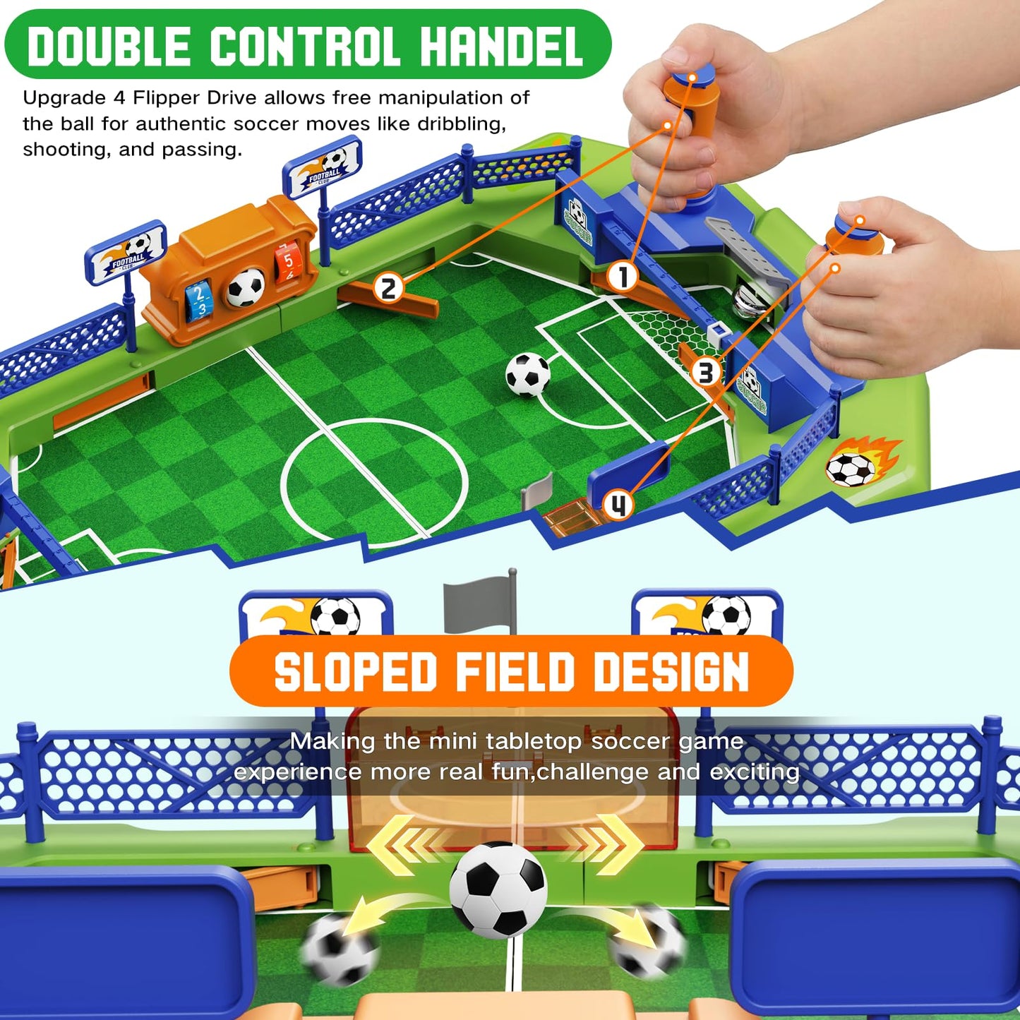Mini Foosball Table Game for Kids – Soccer Board Game, Portable Tabletop Pinball Interactive Sports Game, Indoor Family Party Birthday Gift Educational & Active Toy for Boys Girls Ages 3+