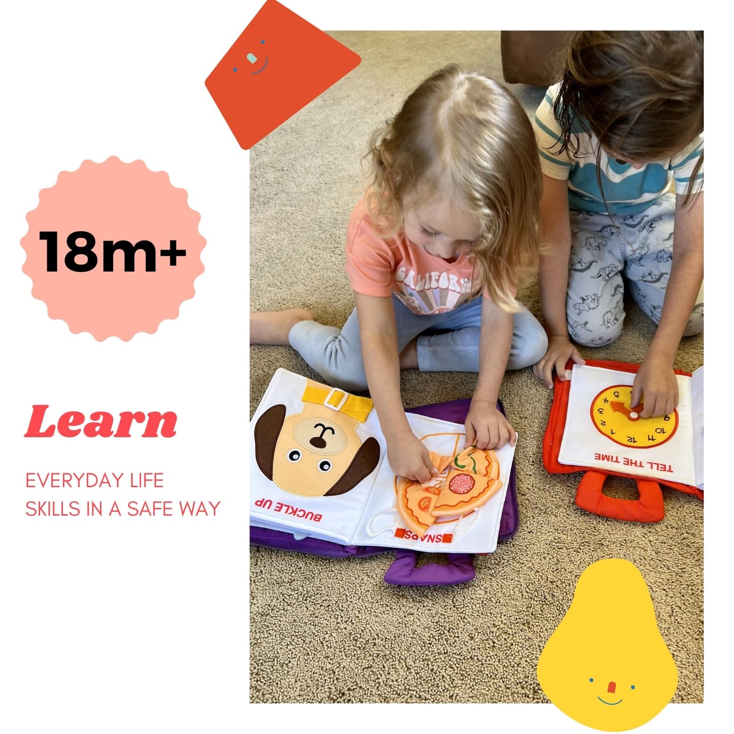 BAVY My Quiet Book - Toddler Travel Essential, Car Plane Airplane Toys, Montessori Busy Board Book, Activity Books for Toddlers 1-3, Gifts for 1 2 3 4 Year Old Girl, Birthday Gifts Toys Age 2-4