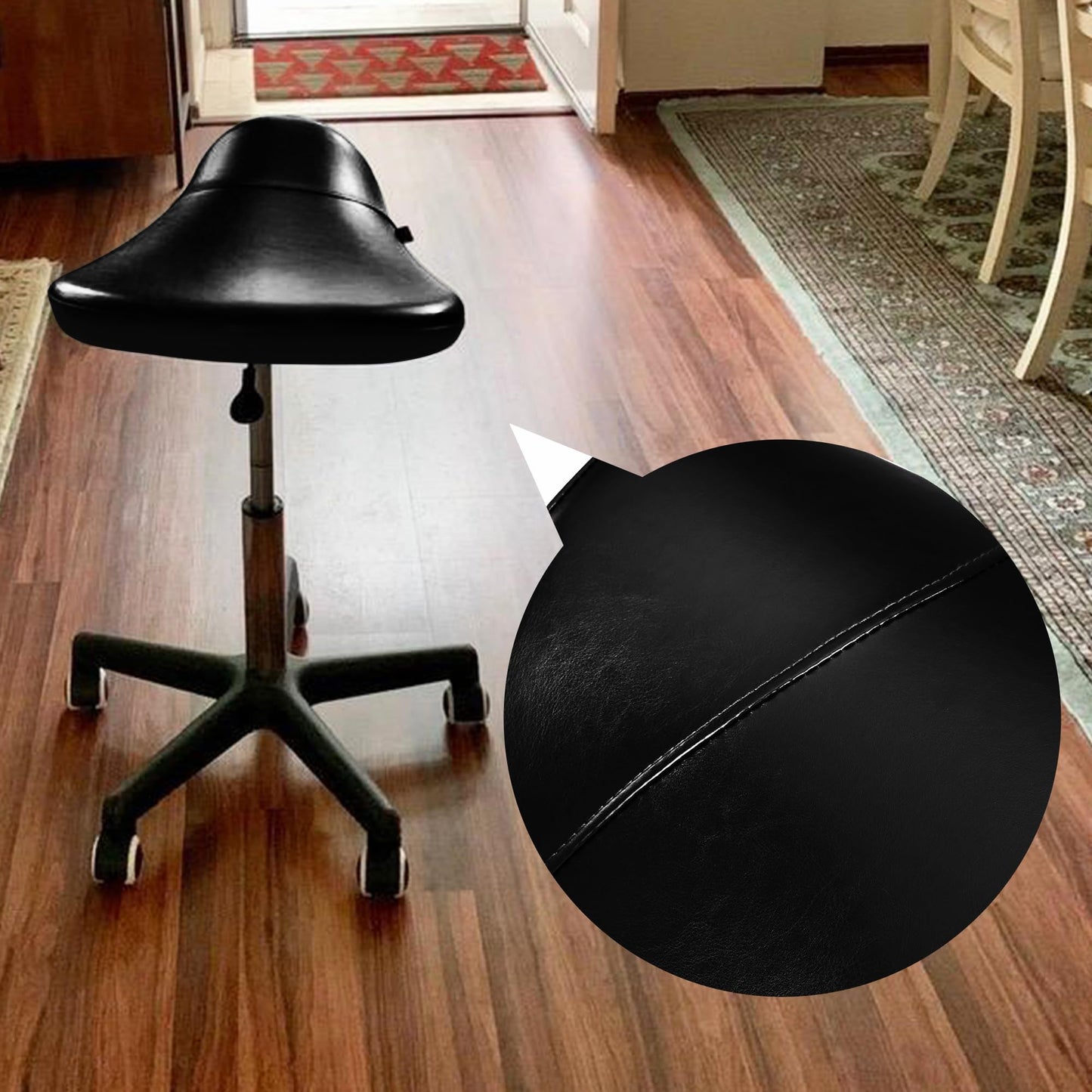 Master Massage Ergonomic Saddle Stool – Hydraulic Swivel Rolling Chair for Salon, Clinic, Tattoo, Dentist, Spa, Workshop, and Office – Black
