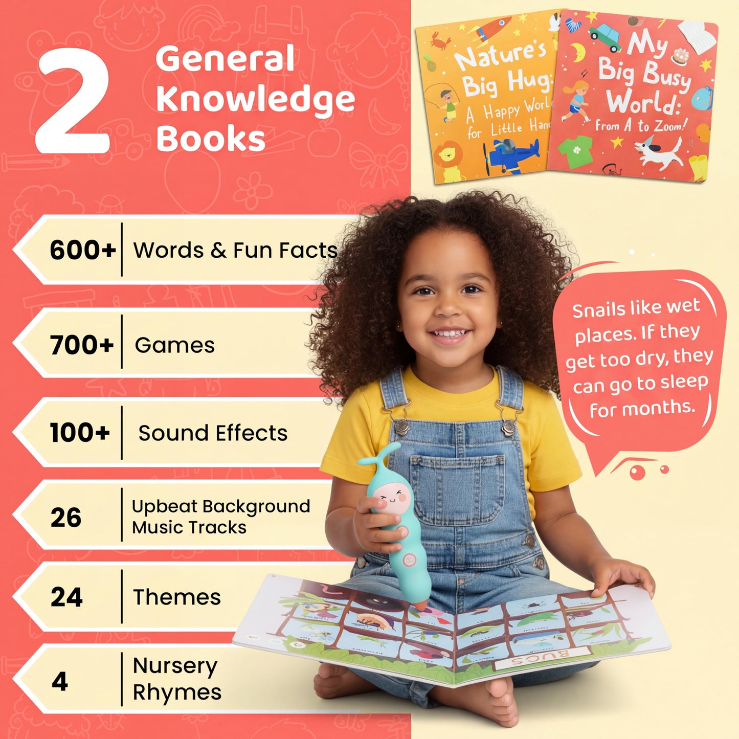 QuTZ Talking Pen Book Set, Learn to Read Sound Books, Learning Toys with 8 Tap to Read Books, 600+ Words & Fun Facts, 6 Phonics Story Books, 700+ Games, Educational Toy for Kids 3+ (Paperback Version)