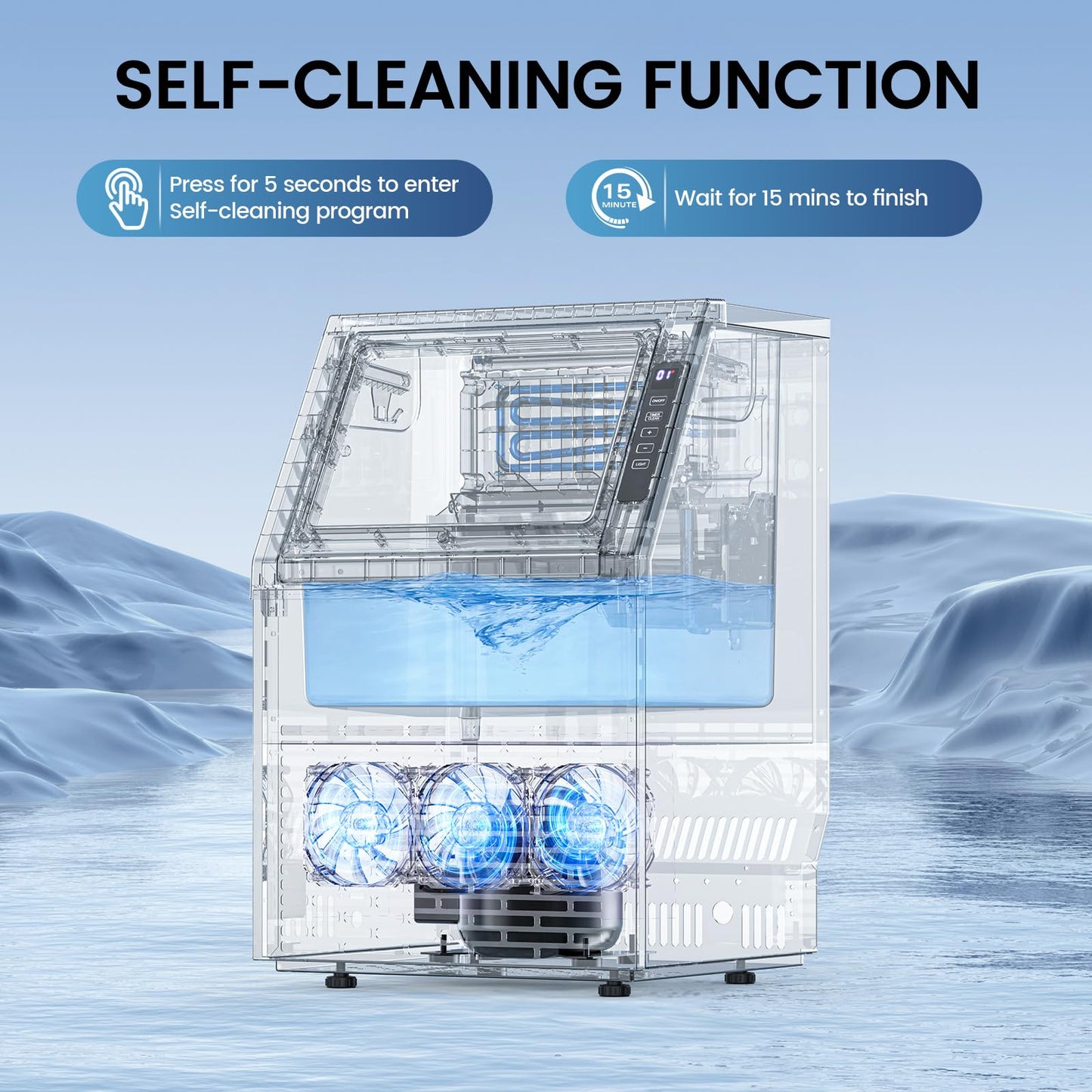 Commercial Ice Maker Machine, 80Lbs/24H Undercounter ice Machine with 28Lbs Ice Storage Capacity, Auto Self-Cleaning, Stainless Steel Freestanding Ice Maker for Home/Bar/Restaurant/Outdoor