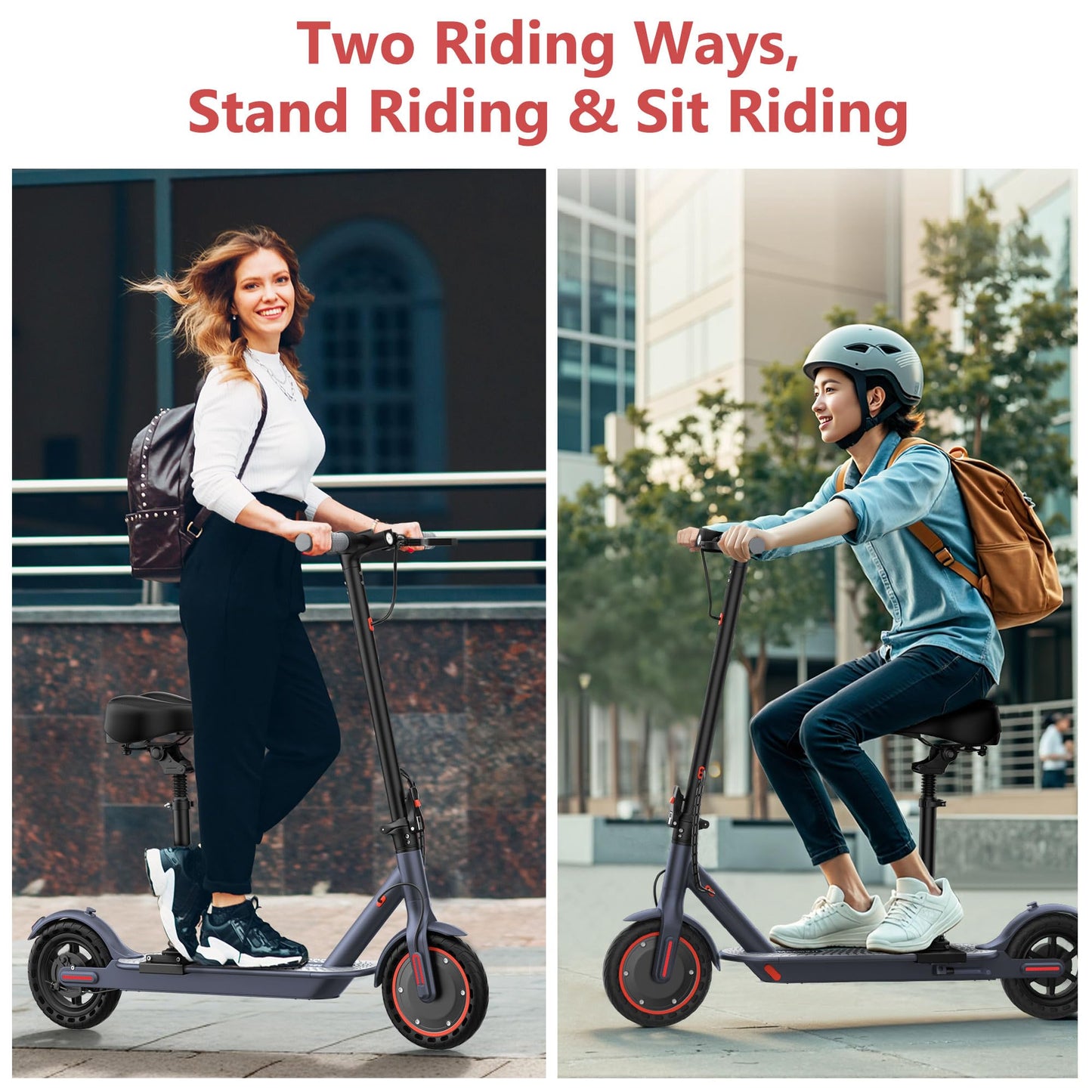 MAXSHOT Electric Scooter for Adults, 8.5/10/14" Tires, 19/22Mph, 350W/500W Motor, 21-28 Miles Range, Folding E-Scooter with Dual Suspension,APP Control