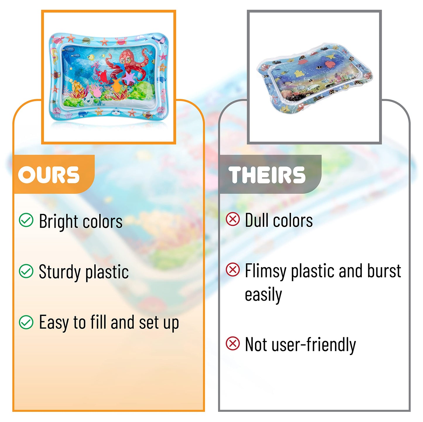 Mr. Pen- Inflatable Tummy Time Water Mat, Water Mat for Babies, Infant Water Mats, Baby Water Pad, Water Tummy Time Mat (Pack of 2)