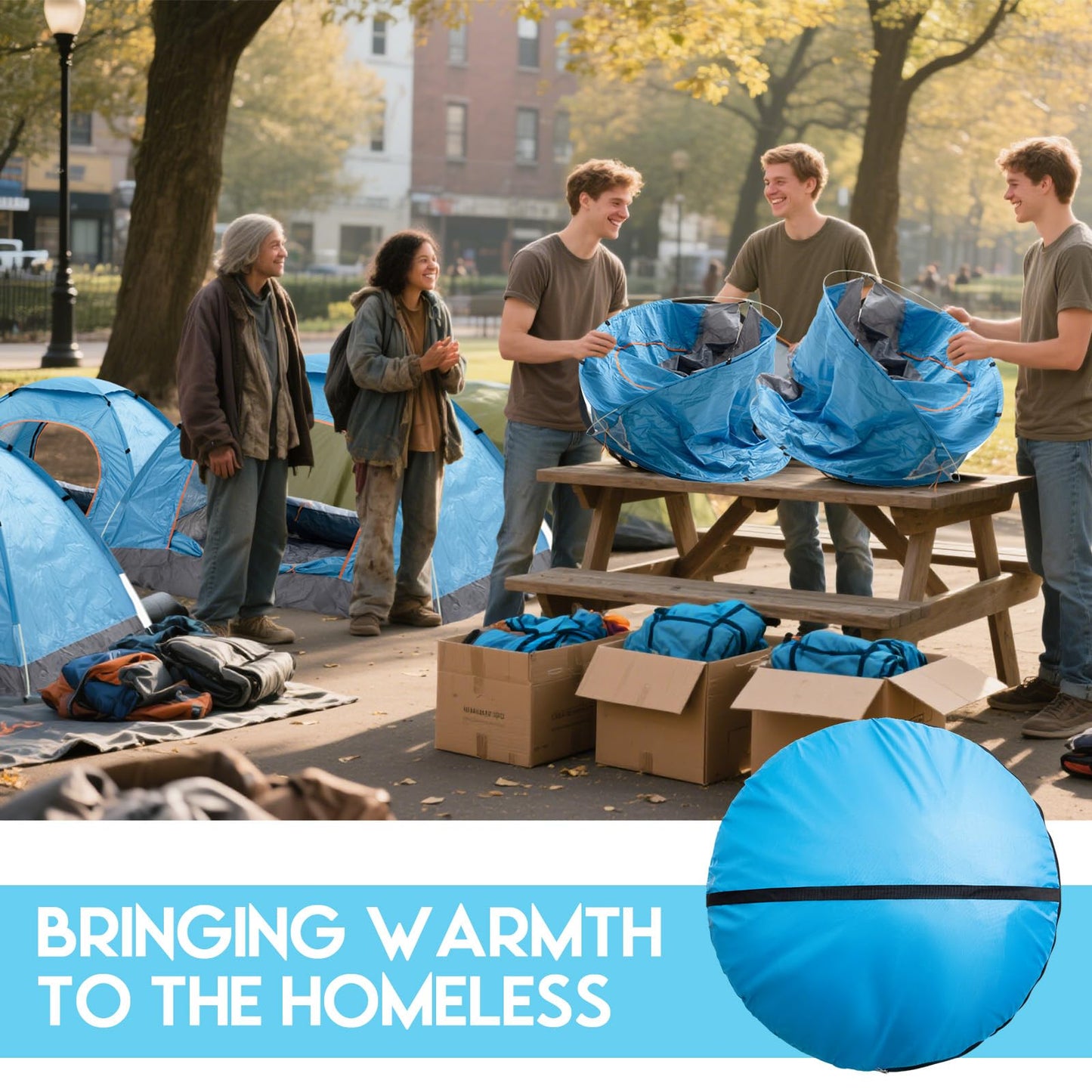 Wowangce 10 Pcs Camping Tents for Homeless Bulk Homeless Backpacking Supplies 2 Person Pop up Adult Waterproof Instant Easy Setup Tent for Hiking, Outdoor, Travel, Camping, Donation (Blue)
