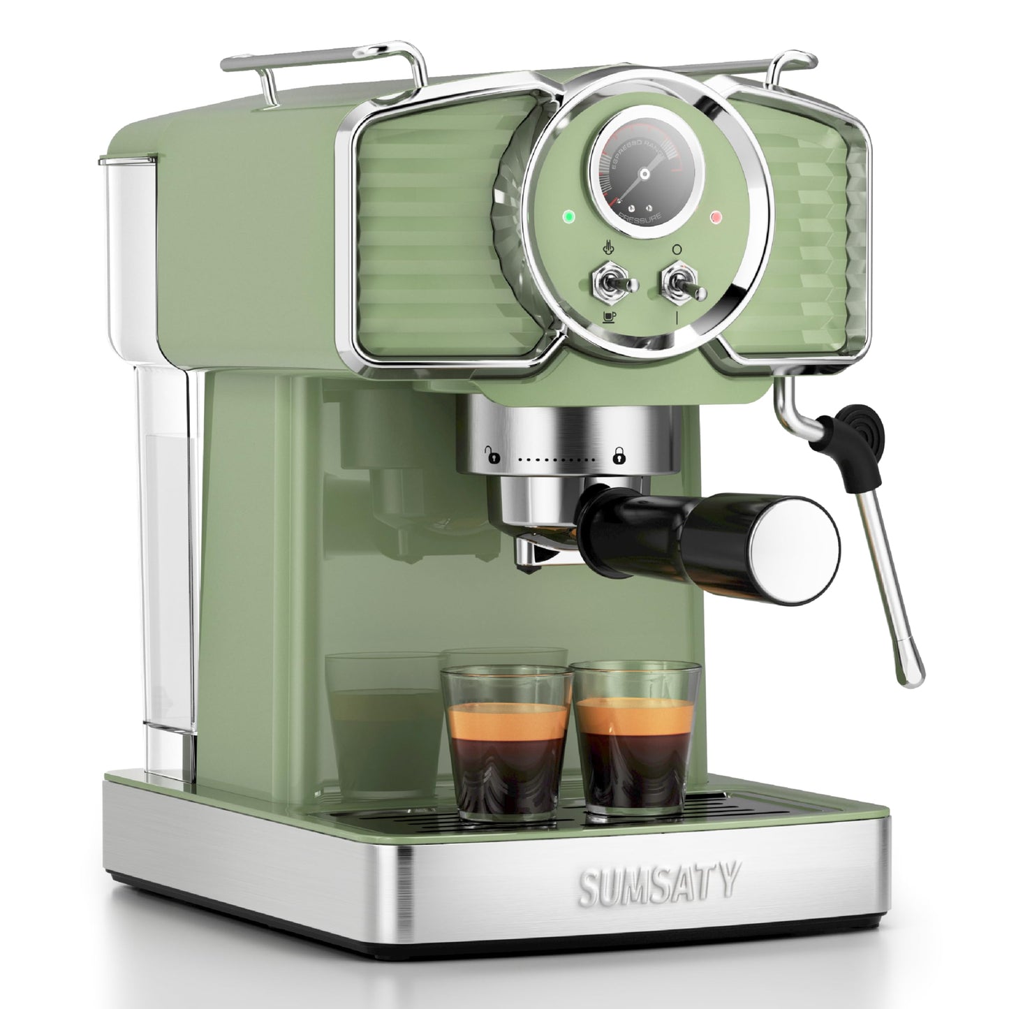 SUMSATY Espresso Machine 20 Bar Espresso Maker with Milk Frother Steam Wand, Professional Expresso Machine for Home Cappuccino & Latte Maker, Retro Coffee Maker with 61oz Water Tank, Matcha Green