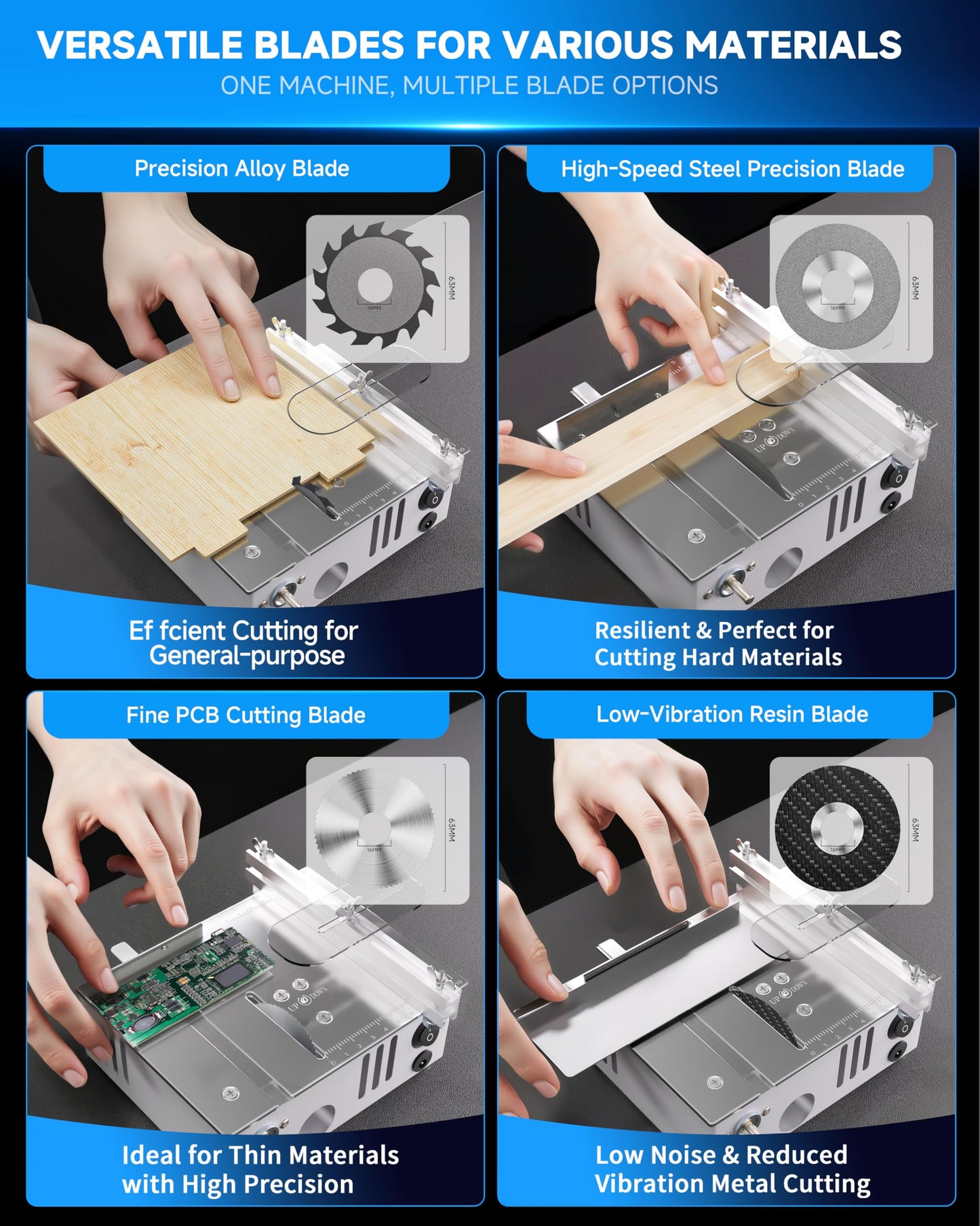 MIMYTH Mini Table Saw for Crafts, Multifunctional Portable Table Saws Adjustable Cutting Angle,Speed,SawDepth; Small Table Saw for Cutting, Grinding, Sanding All-in-one; Tablesaw