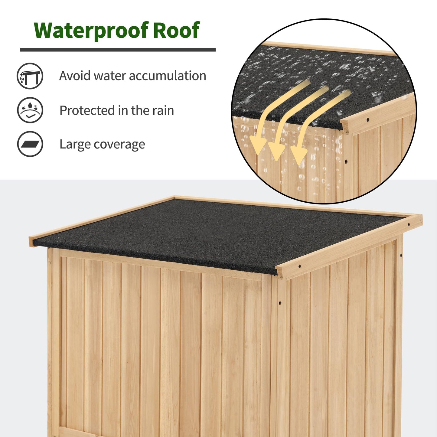 Macrout Outdoor Storage Cabinet, Wooden Storage Shed with Lock, Outside Garden Tool Shed with 2 Doors for Patio Yard Lawn, 1628 (Medium)