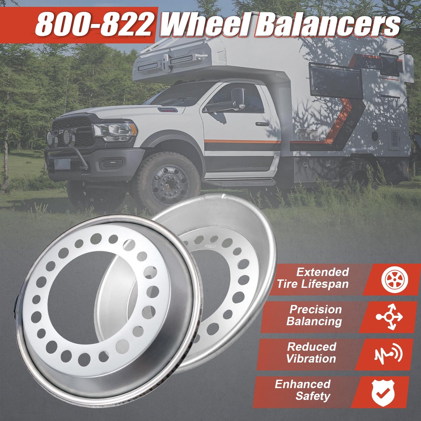 CCNLHZM 800-822 Wheel Balancers Compatible with Heavy Duty Trucks 22.5-24.5-inch Steer Wheel Automatic Balancers Fitting 2PCS (800-822)