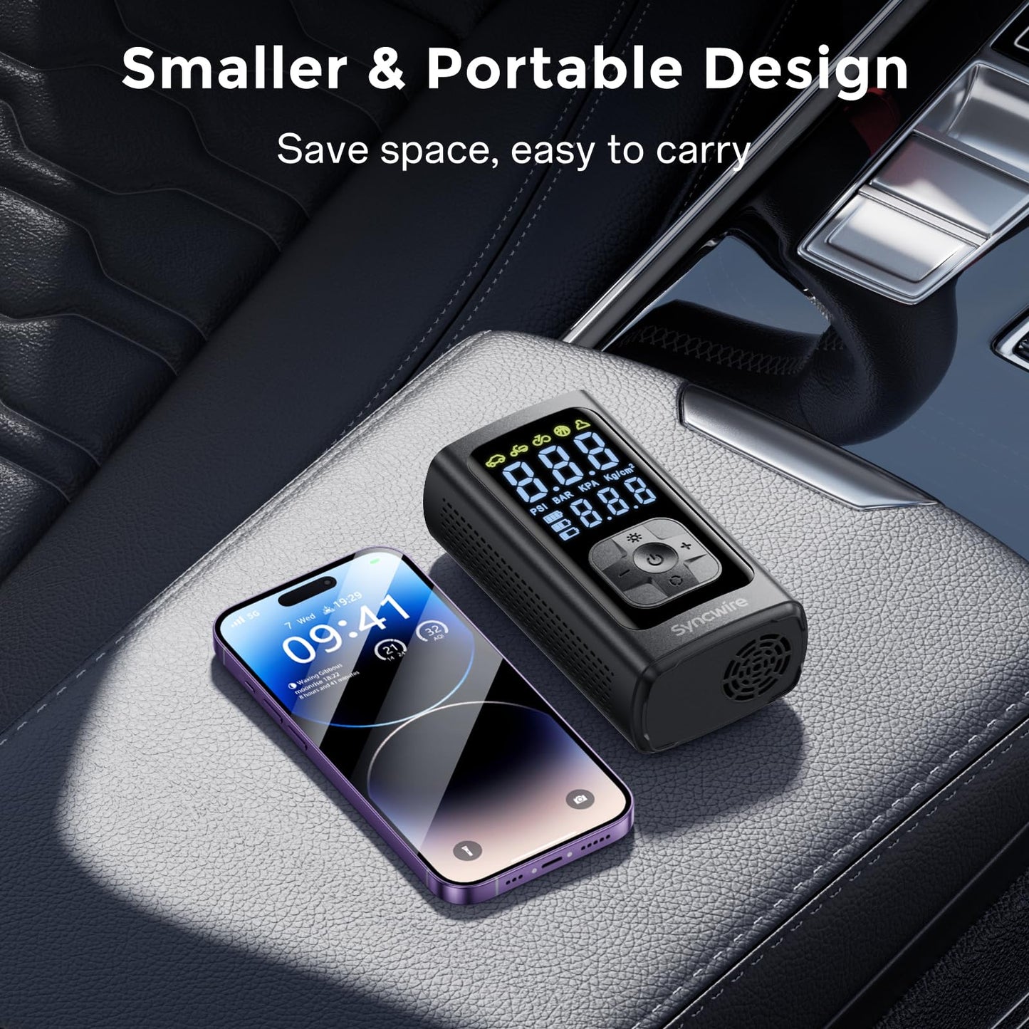 Syncwire Bluetooth FM Transmitter and Tire Inflator Portable Air Compressor