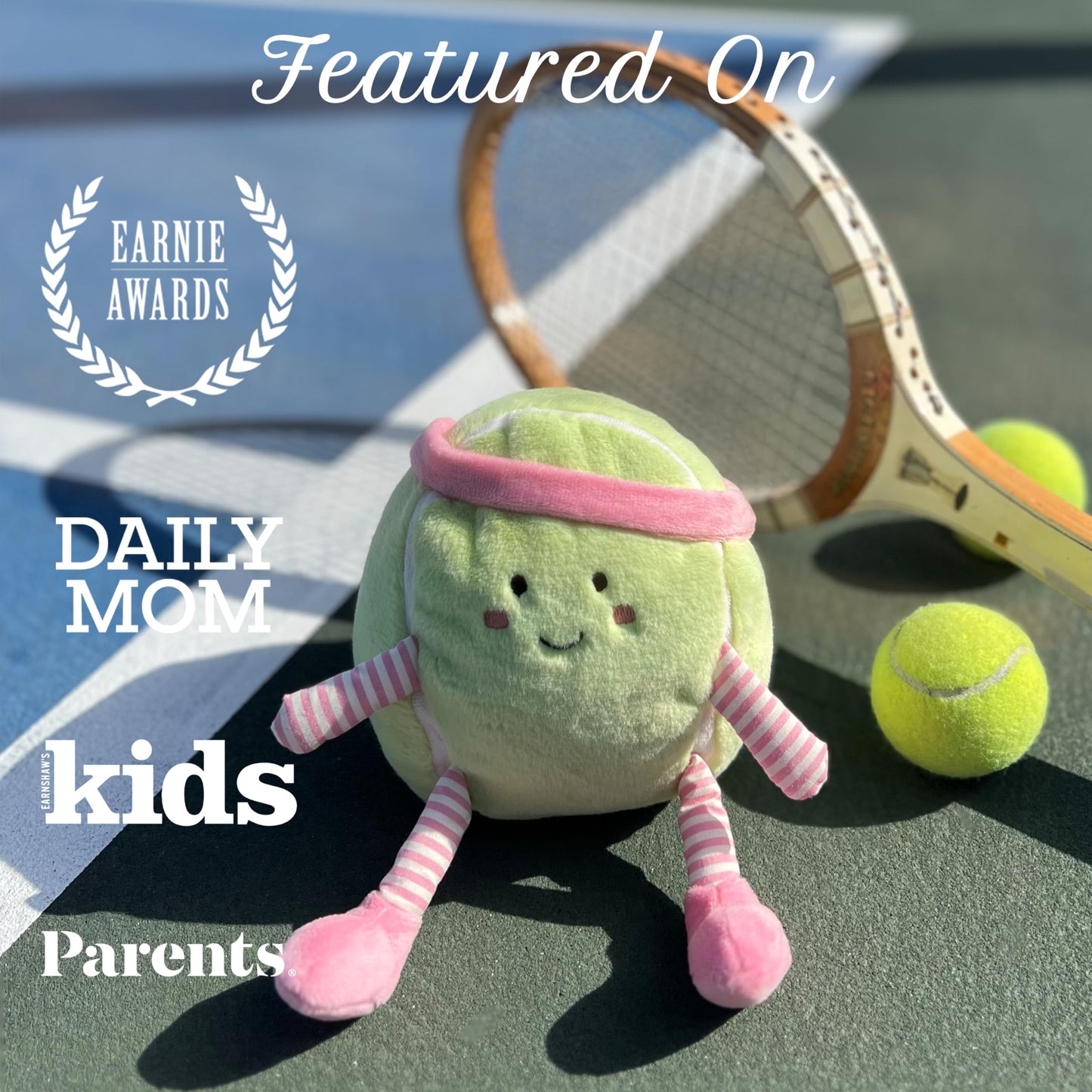 MON AMI Tina Tennis Ball 9-Inch Sports Plush Toy for Boys & Girls | Soft Tennis Stuffed Toy | Playroom Sports Décor | Gift for Kids & Toddlers