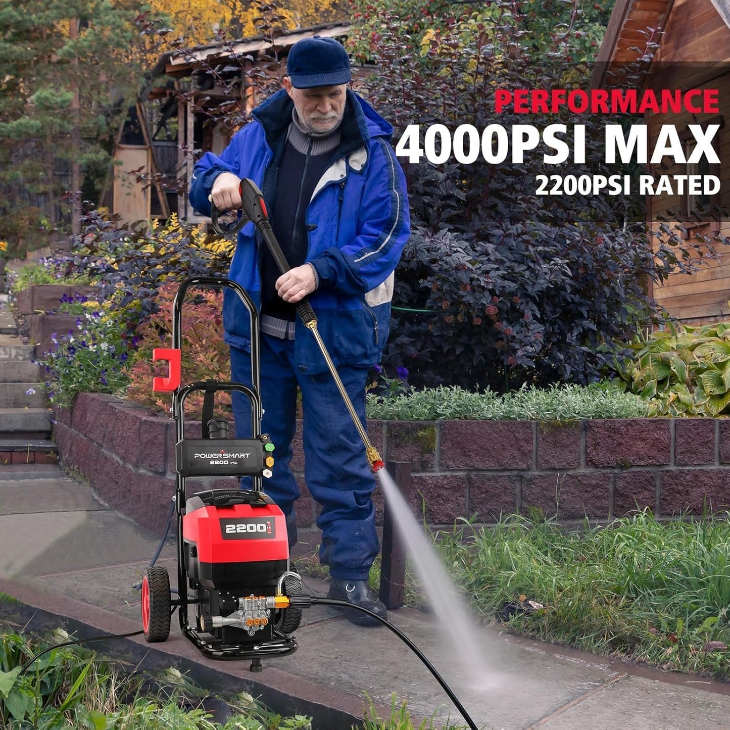 PowerSmart Electric Pressure Washer 1.2 GPM 2200PSI Max, 120V Ultra Light Portable Power Washers