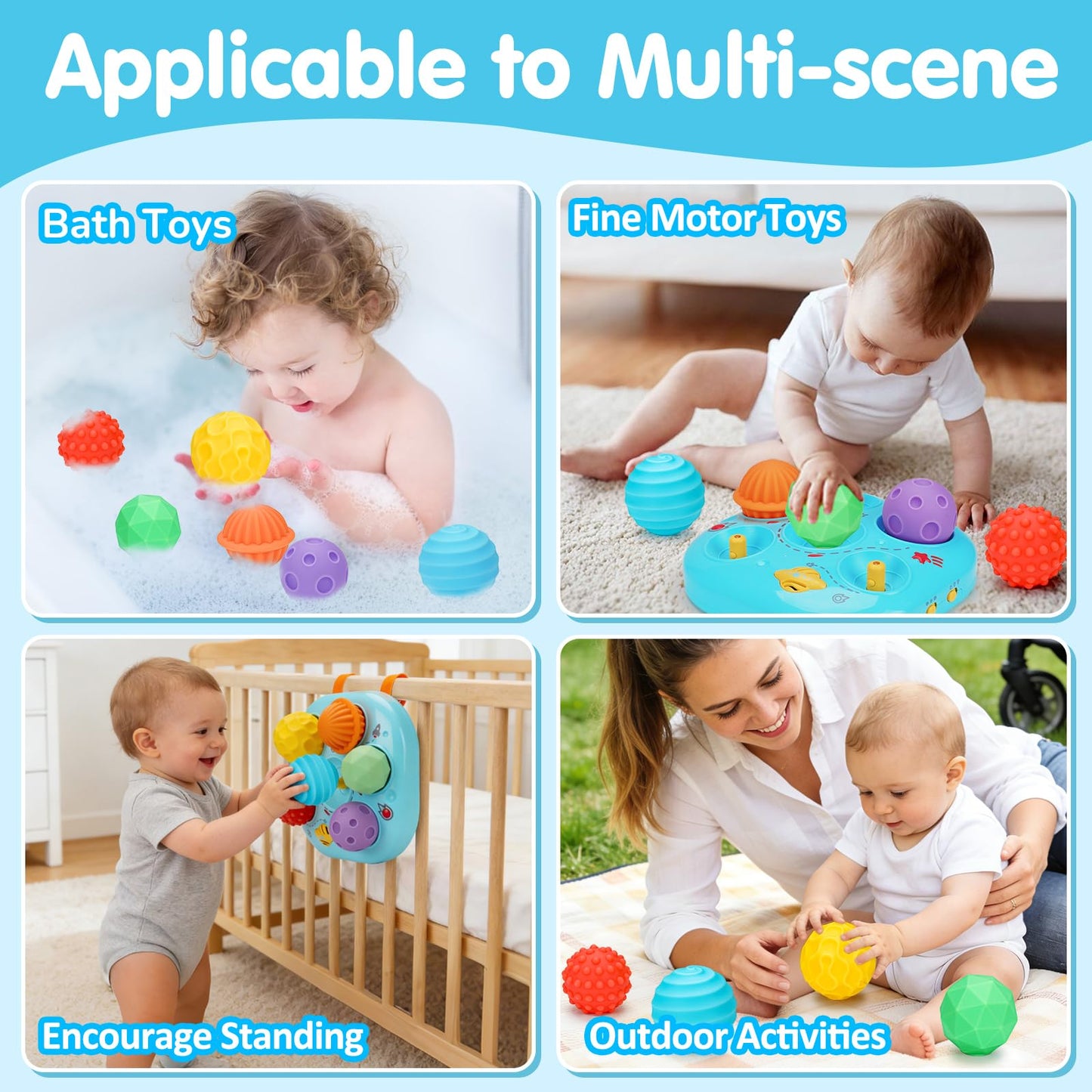 Baby Sensory Balls Toys 6-12 12-18 Months Toddlers 1-3, Infant Musical Light Up Learning 3-6 7 8 9 Months, Textured Soft Ball Sleep Tummy Time Motor Skills Montessori 1 2 3 Year Old Boy Girl Gift