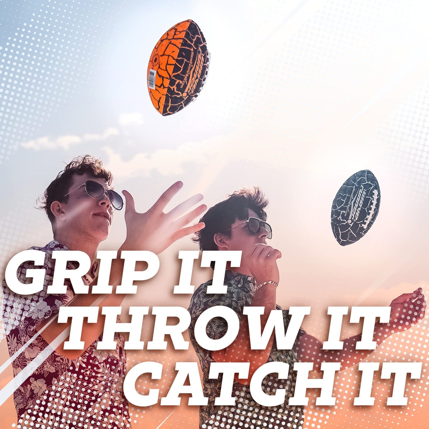 Wave Runner Grip It Waterproof Junior Size Football, 9.25 Size, Durable & Double Laced, Perfect for Beach Accessories, Kids Games, Pool Toys, Outdoor Games, All-Weather Indoor & Outdoor Play