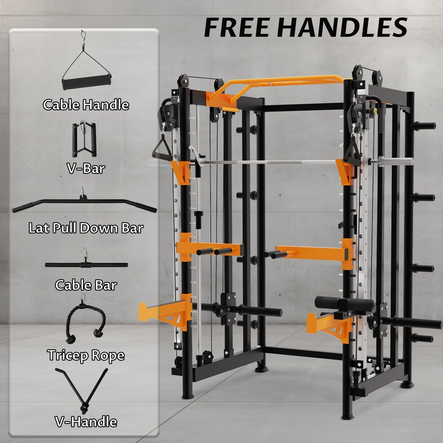 Fitvids Machine Power Rack Home Gym with Pulley System and Cable Crossover, Squat Rack and LAT Pulldown, Functional Trainer, Leg Extension and Curl for Full Body Strength Training